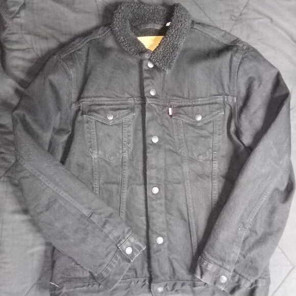 Levi's Levi's Premium Big E Fleece Lined Sherpa Denim Jean Jacket Size US XL / EU 56 / 4 - 2 Thumbnail