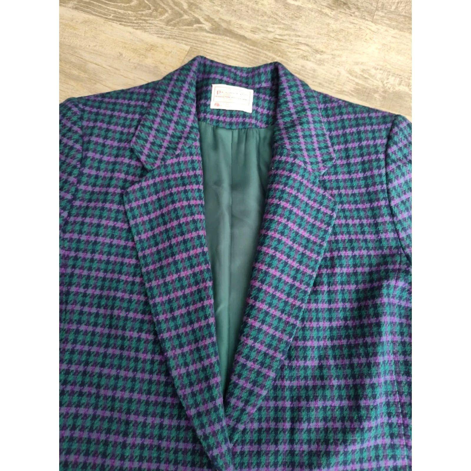 Pendleton Vintage Pendleton Women's Blazer Jacket Houndstooth Wool Size 12 USA Made Formal Business Size XL / US 12-14 / IT 48-50 - 7 Thumbnail