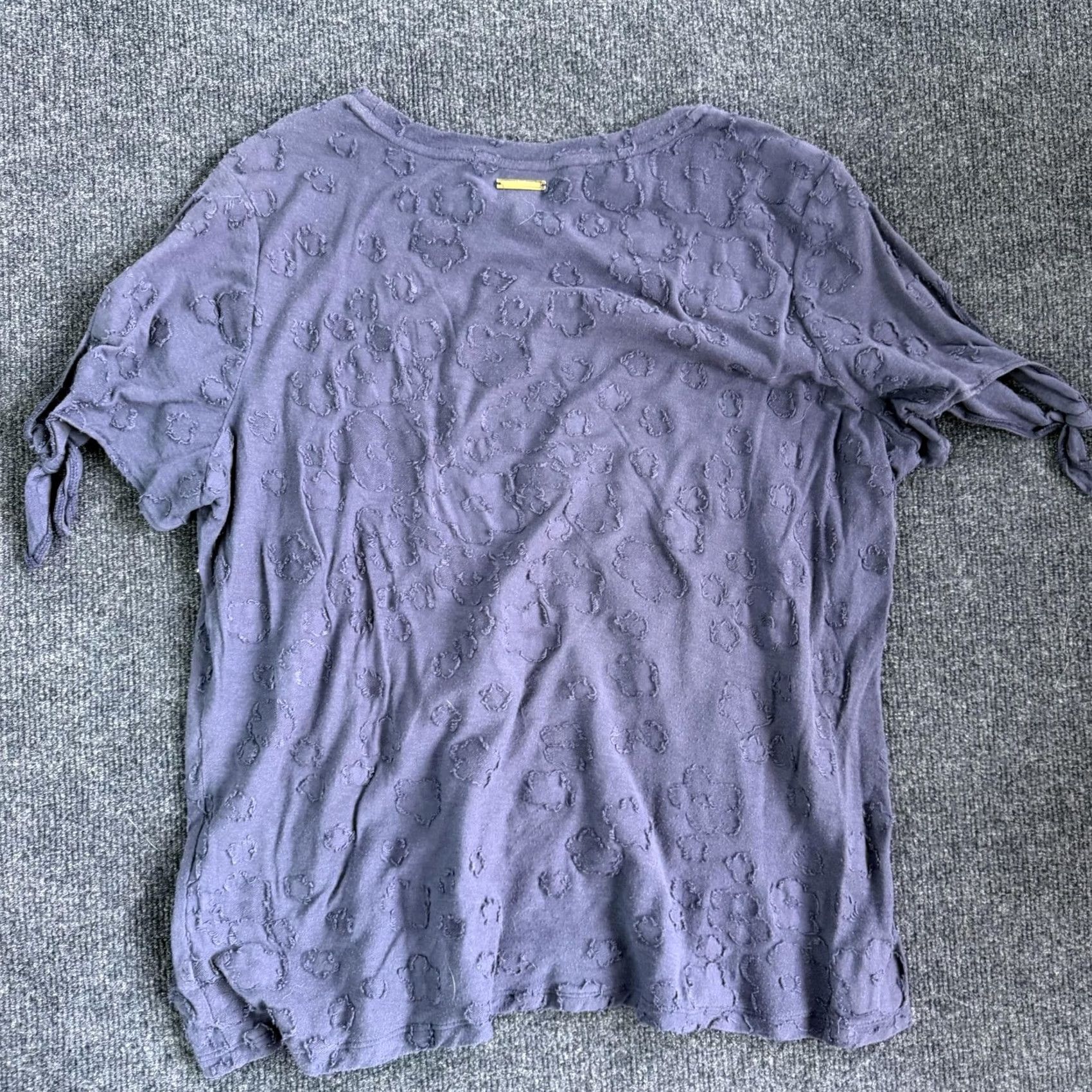 Michael Kors Michael Kors Womens XL Purple Leopard Tie Sleeve Scoop Neck Top Size XL / US 12-14 / IT 48-50 - 4 Thumbnail