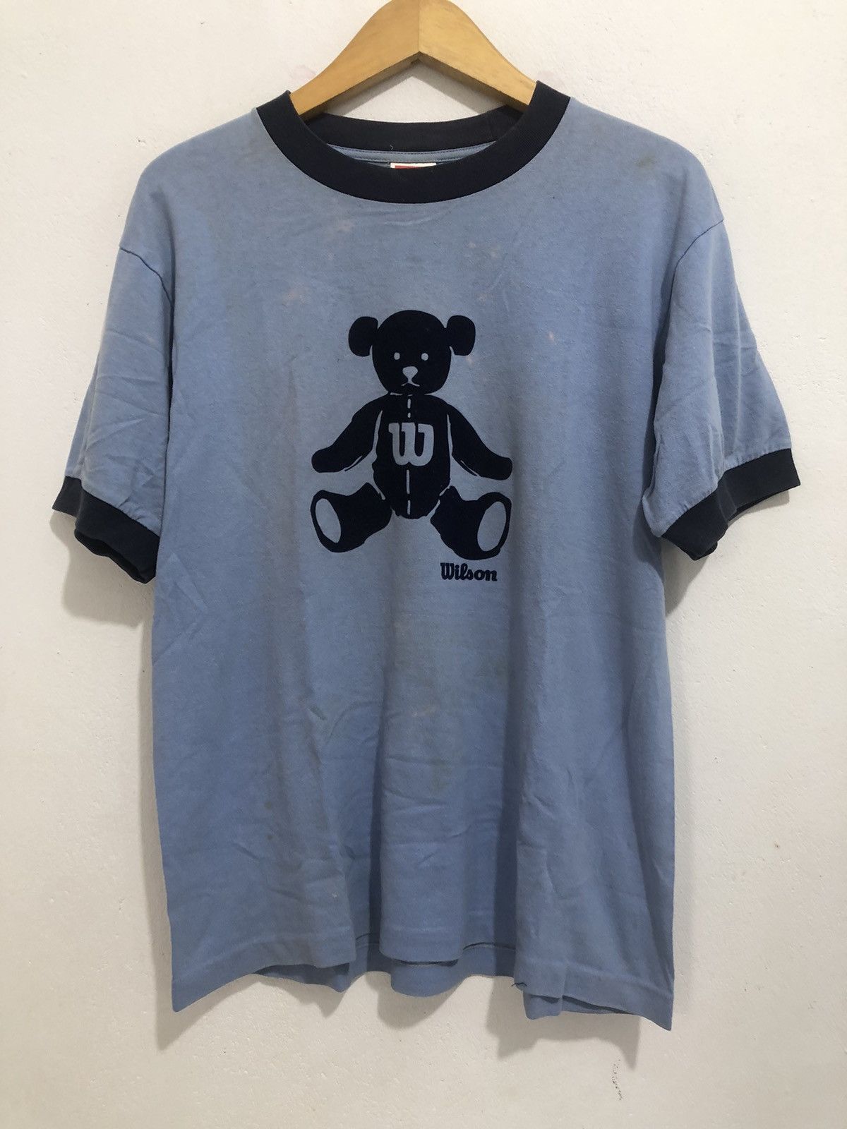 Japanese Brand × Vintage Vintage 90s Wilson Big Logo Ringer Tee Size US L / EU 52-54 / 3 - 1 Thumbnail