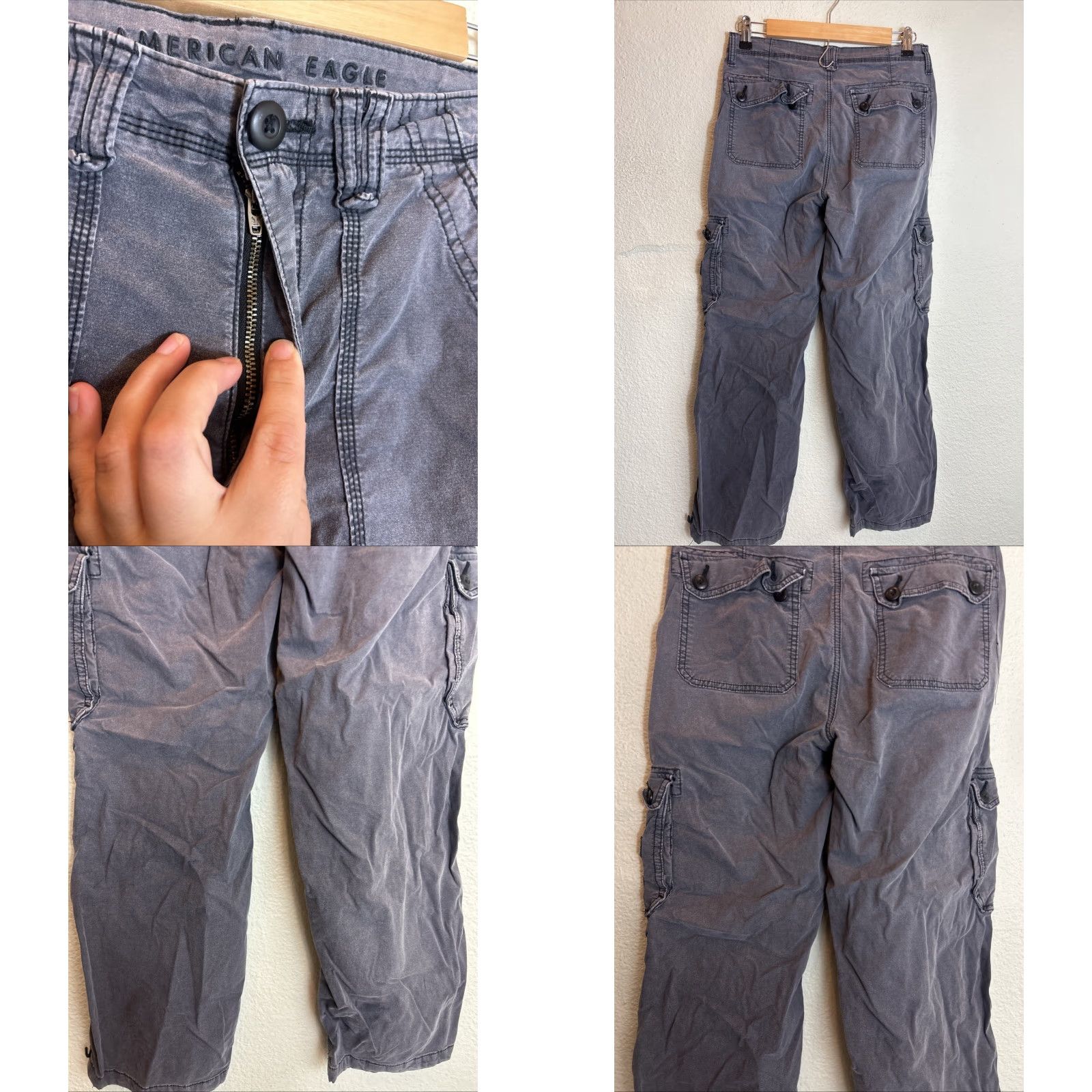 American Eagle Outfitters American Eagle Pants Women’s 6 Stretch Cargo Baggy Jogger Black 28x29 Womens Size 28" / US 6 / IT 42 - 8 Thumbnail