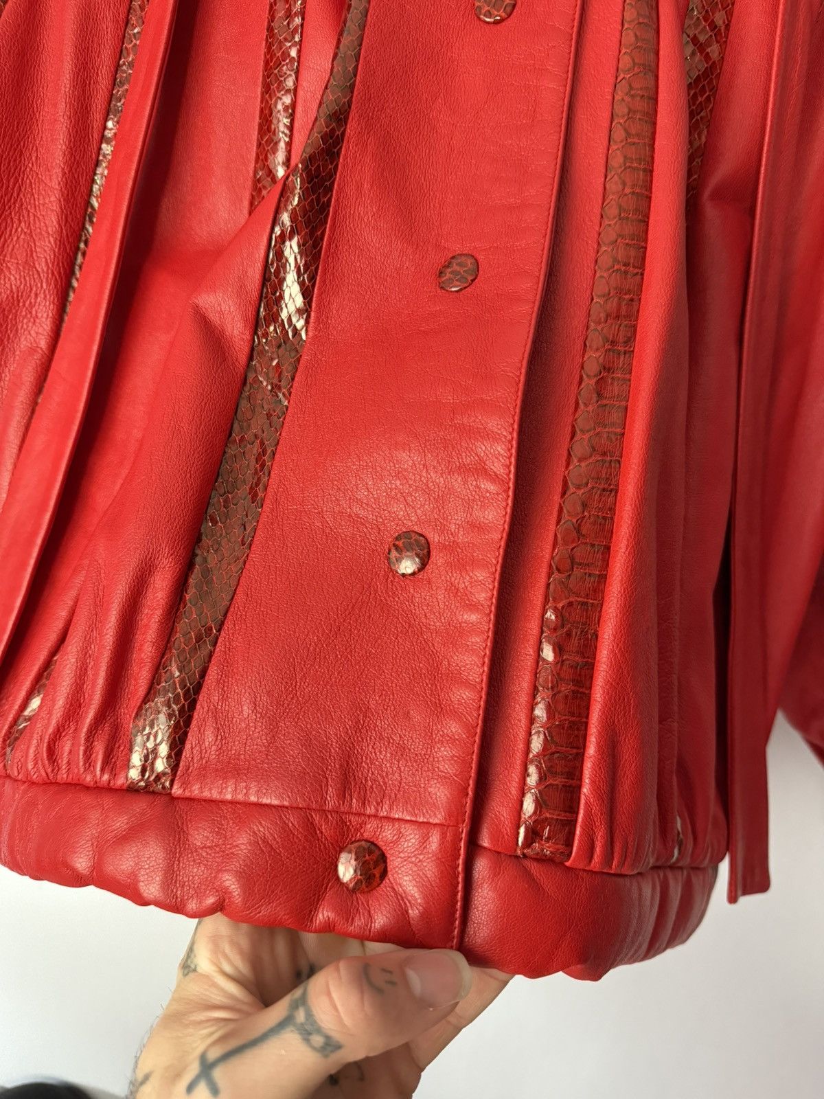 Vintage Vintage Vera Pelle Snake Skin Leather Red Jacket 80s MJ Size US L / EU 52-54 / 3 - 5 Thumbnail