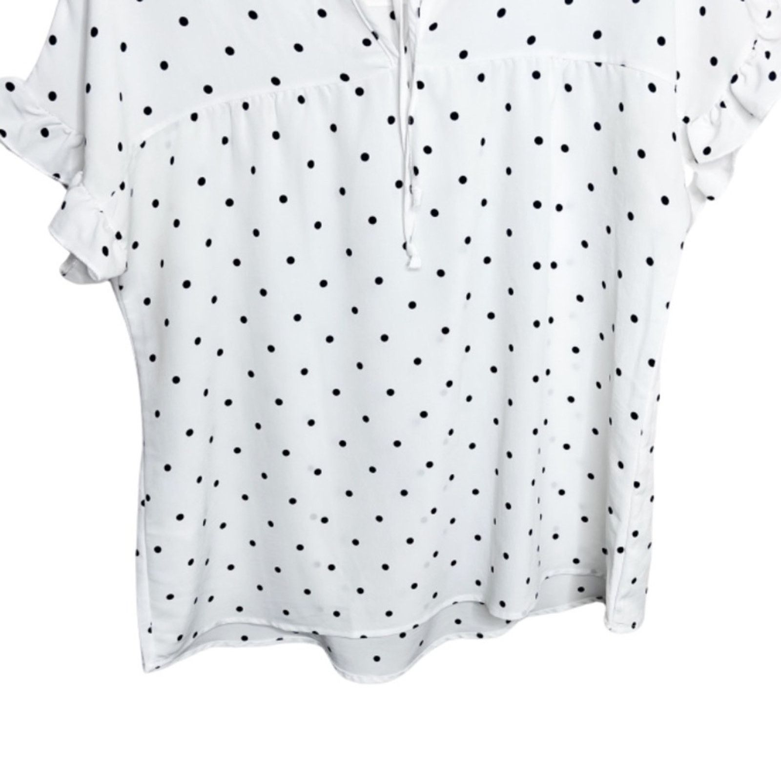 Other Hailey & Co White Black Polka Dot Ruffle Sleeve Blouse Size XL / US 12-14 / IT 48-50 - 11 Thumbnail