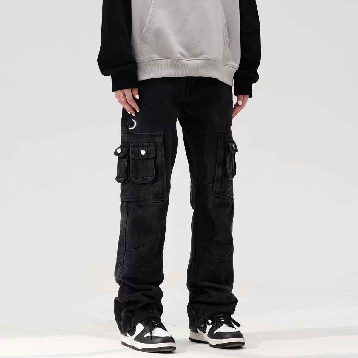 Japanese Brand × Jean Black multi-pocket micro-flare wide-leg jeans Size US 30 / EU 46 - 3 Thumbnail