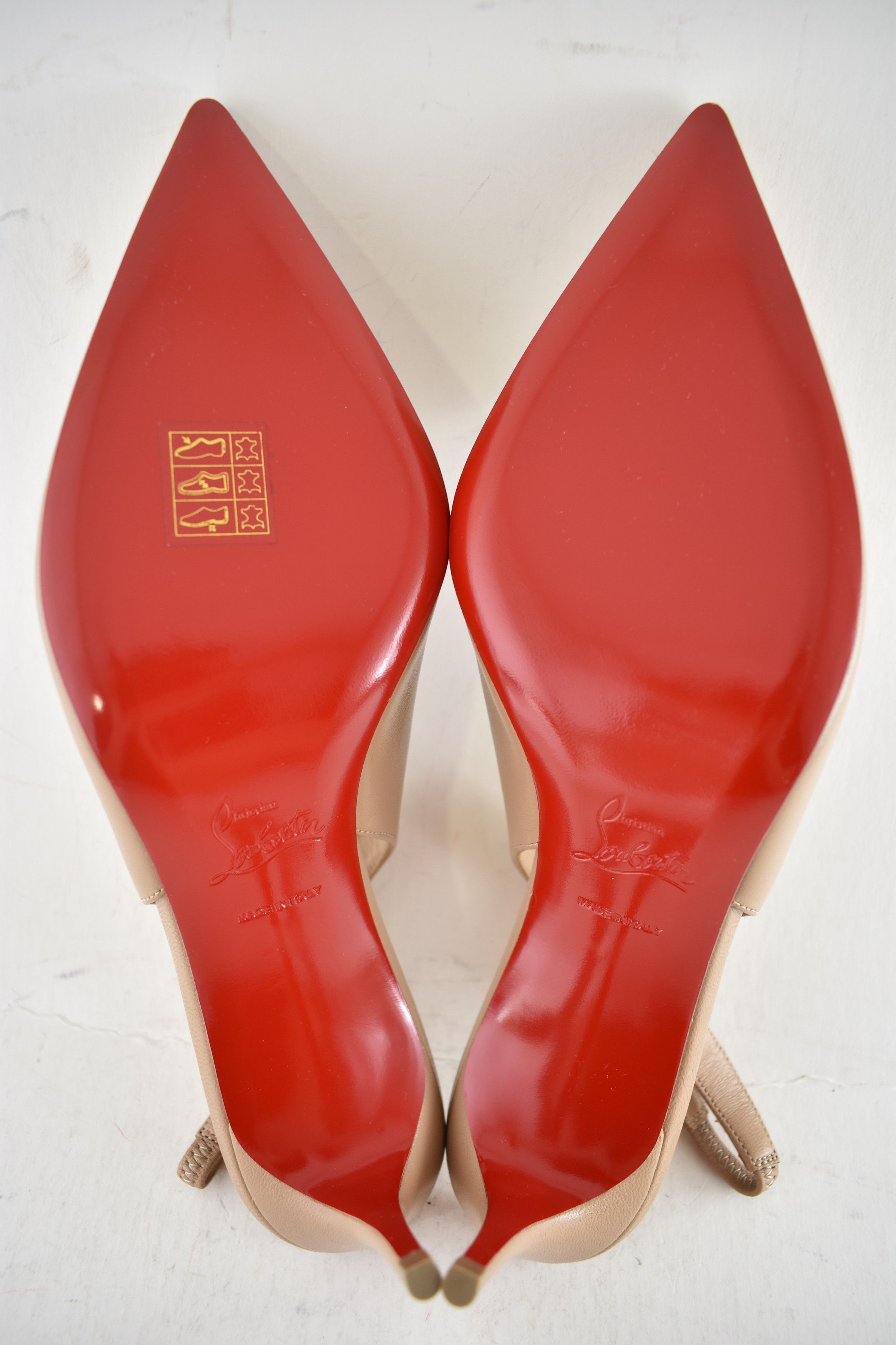 Christian Louboutin Hot Chick Sling 70 Nude Blush Nappa Leather Low Heel Pump 37 Size US 7 / IT 37 - 11 Thumbnail