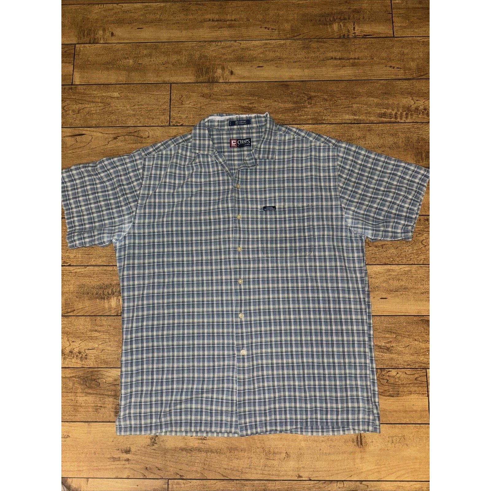 Chaps VNT Chaps Ralph Lauren Plaid Short Sleeve Shirt Blue L 25x30 Size US L / EU 52-54 / 3 - 1 Thumbnail