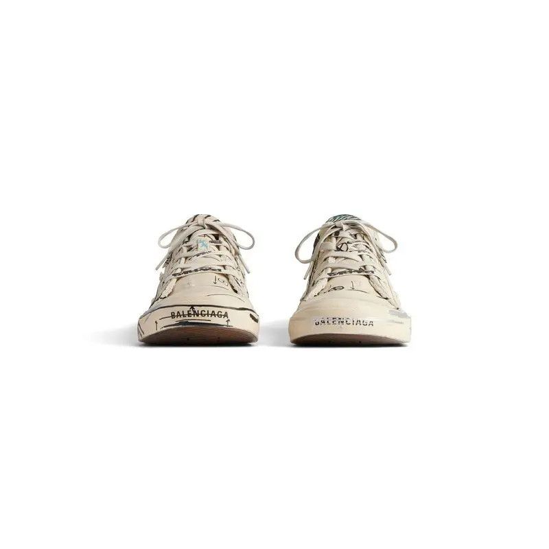 Balenciaga o1tr1nto1025 Paris Low Top Sketch Sneakers in Beige Size US 13 / EU 46 - 3 Thumbnail