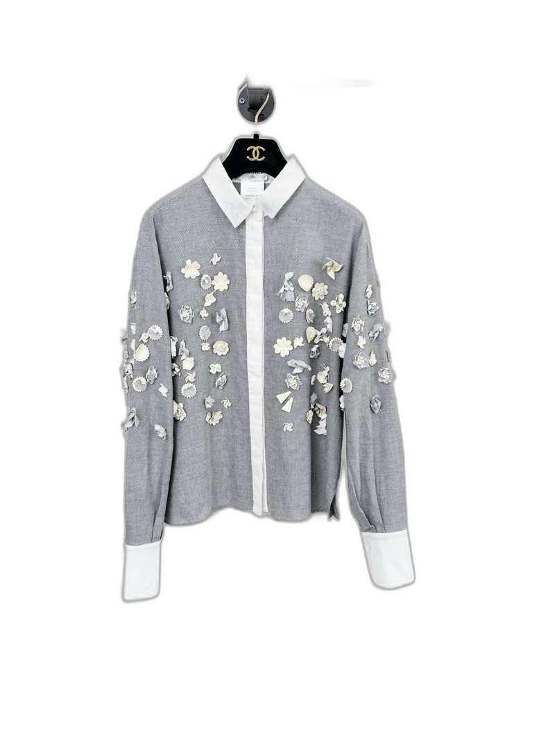 Chanel Chanel Floral Shirt with White Collar Size M / US 6-8 / IT 42-44 - 1 Thumbnail