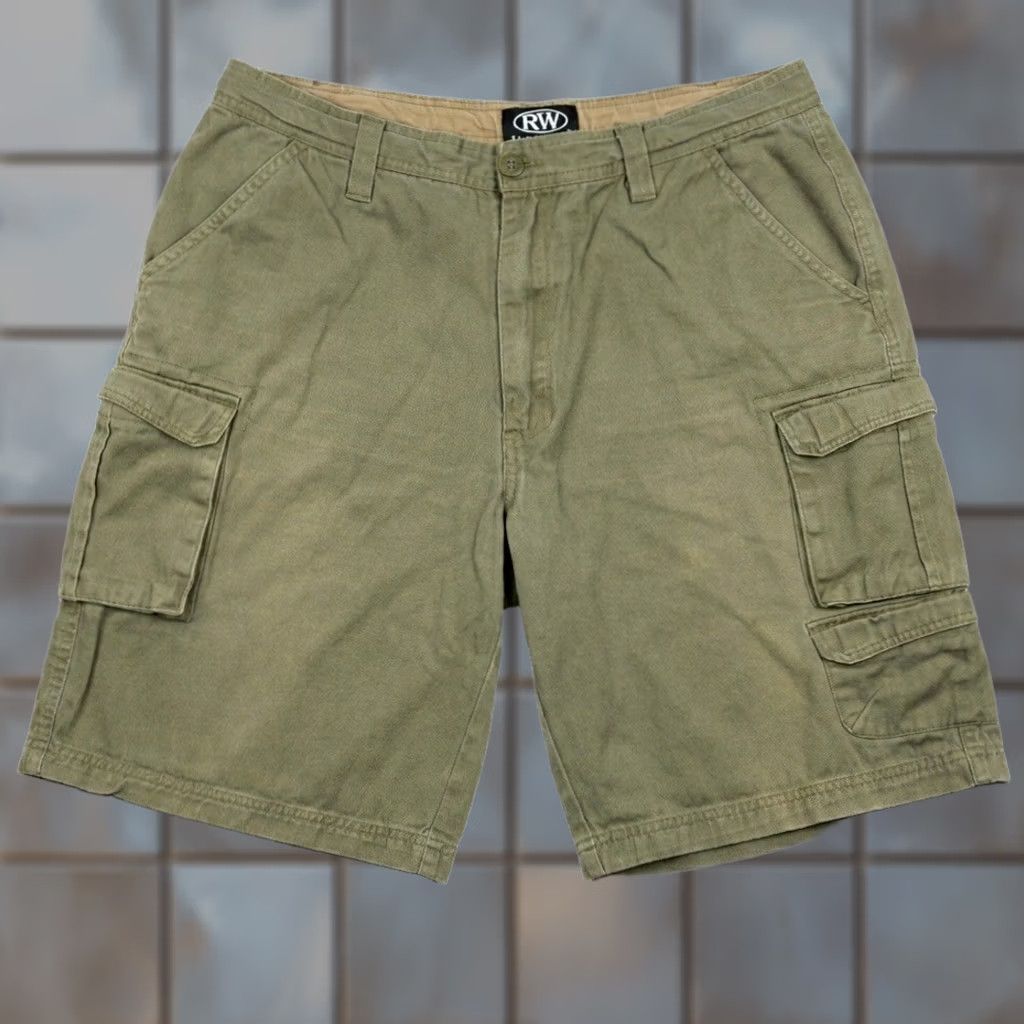 Vintage Rugged Wear Mens Cargo Shorts Size 36 Green Cotton Utility Work Size US 36 / EU 52 - 1 Thumbnail
