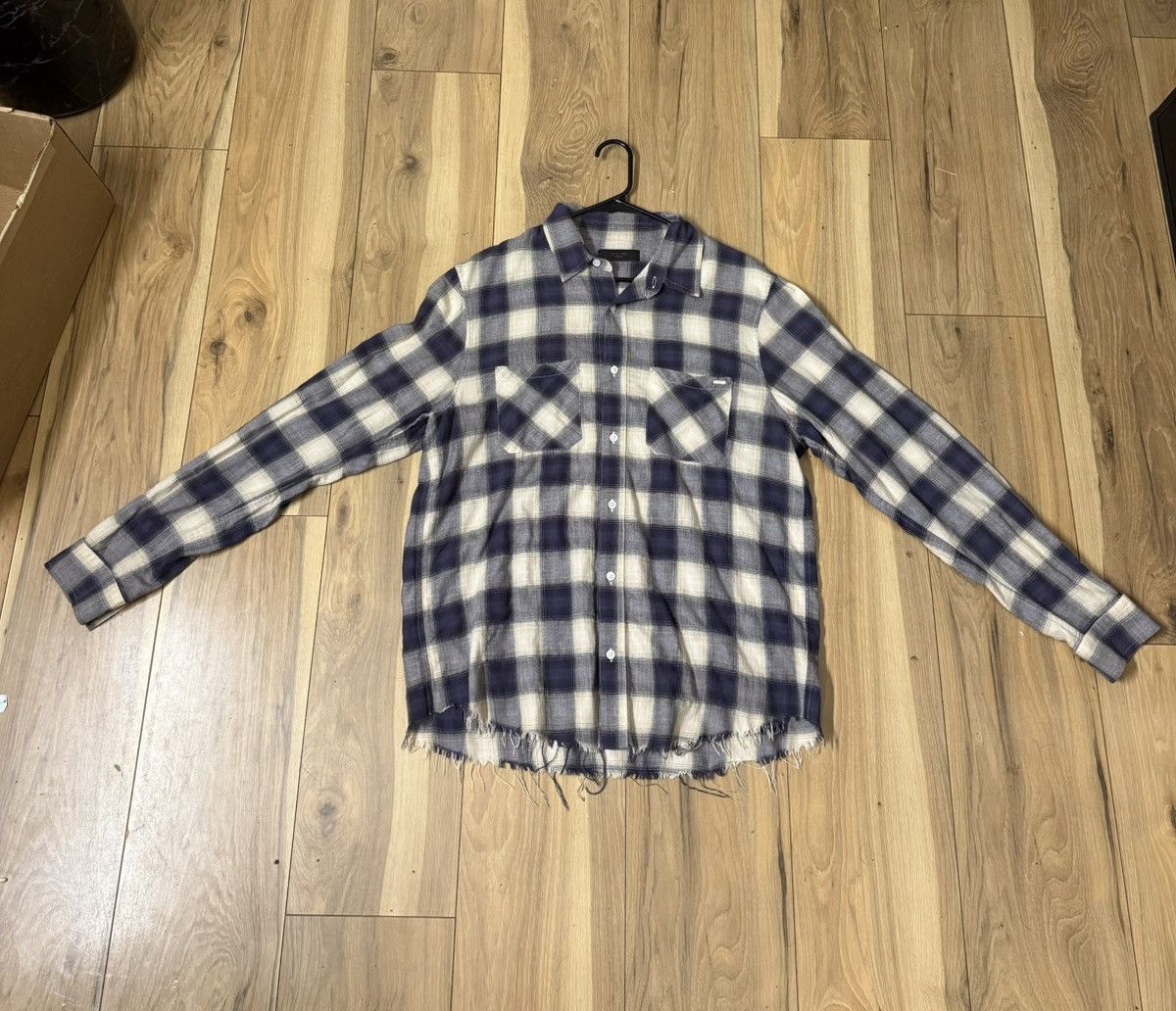 Amiri Amiri Flannel Light Blue Long Sleeve Button Down Frayed Hem Size US M / EU 48-50 / 2 - 6 Thumbnail