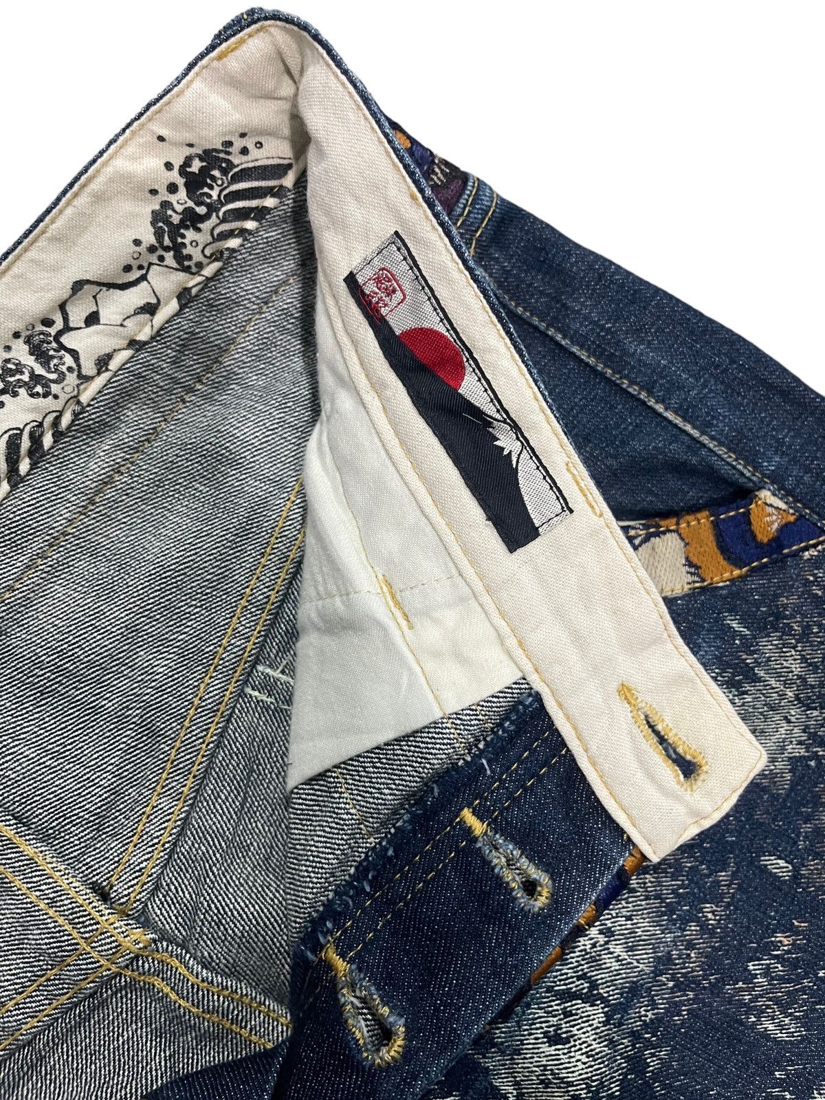 Japanese Brand × Vintage Vintage Gemstone Style Sukajan Koi Fish Denim Jeans Size US 32 / EU 48 - 16 Thumbnail