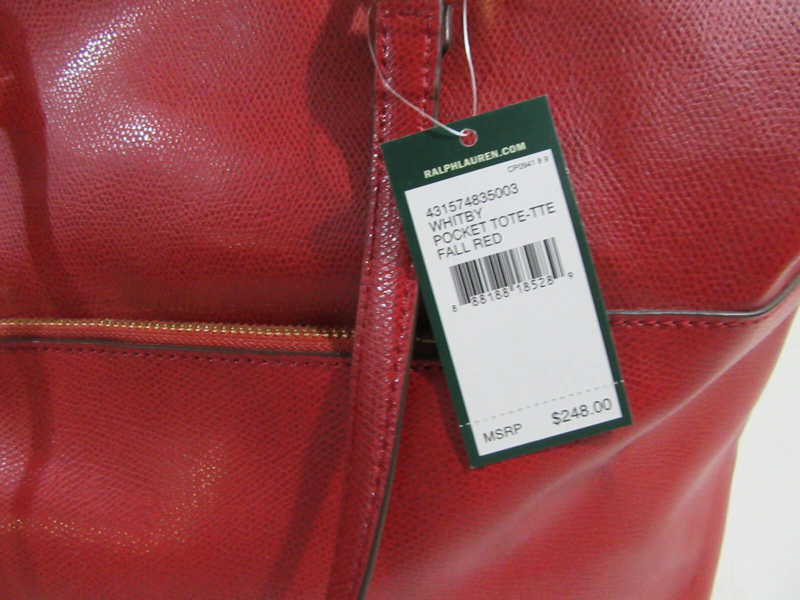 Lauren Ralph Lauren Lauren Ralph Lauren Whitby Leather Pocket Tote Purse Handbag Size ONE SIZE - 10 Thumbnail