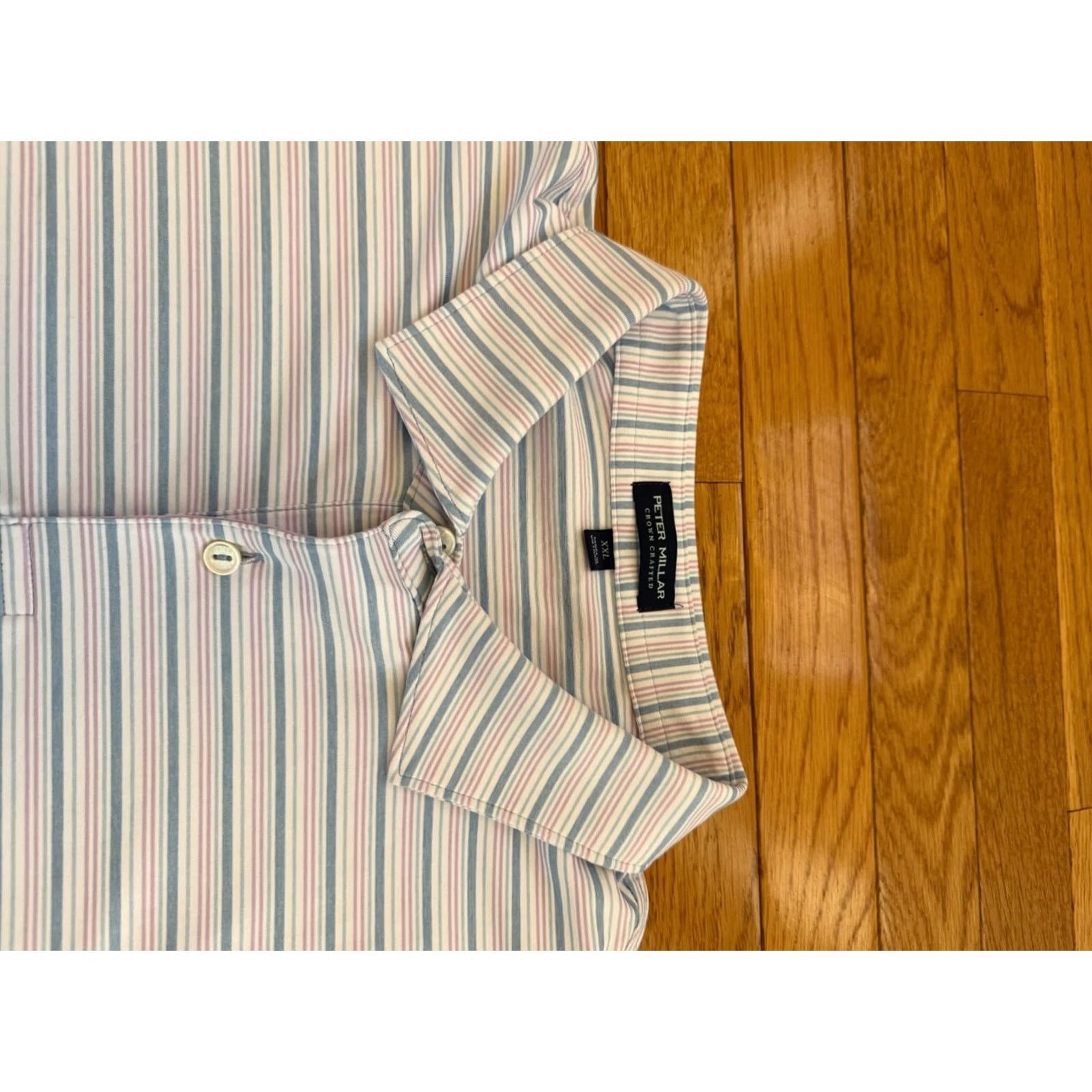 Peter Millar Peter Millar Crown Crafted Shirt Mens XXL Short Sleeve Polo Blue Stripes Size US XXL / EU 58 / 5 - 4 Thumbnail