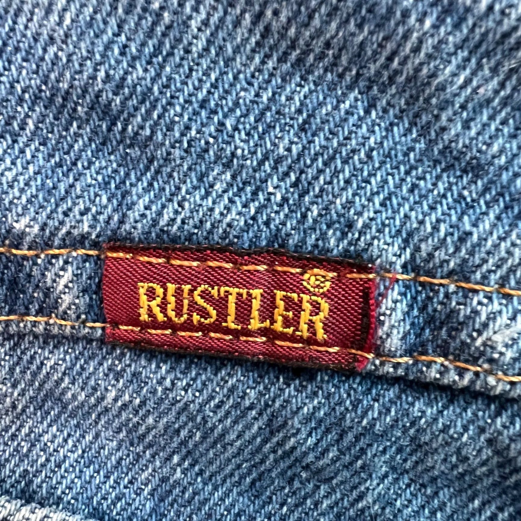 Denime Rustler Mens Flat Front Stretch Mid Rise Straight Blue Denim Jeans 34X29 Shirt? Size US 34 / EU 50 - 7 Thumbnail