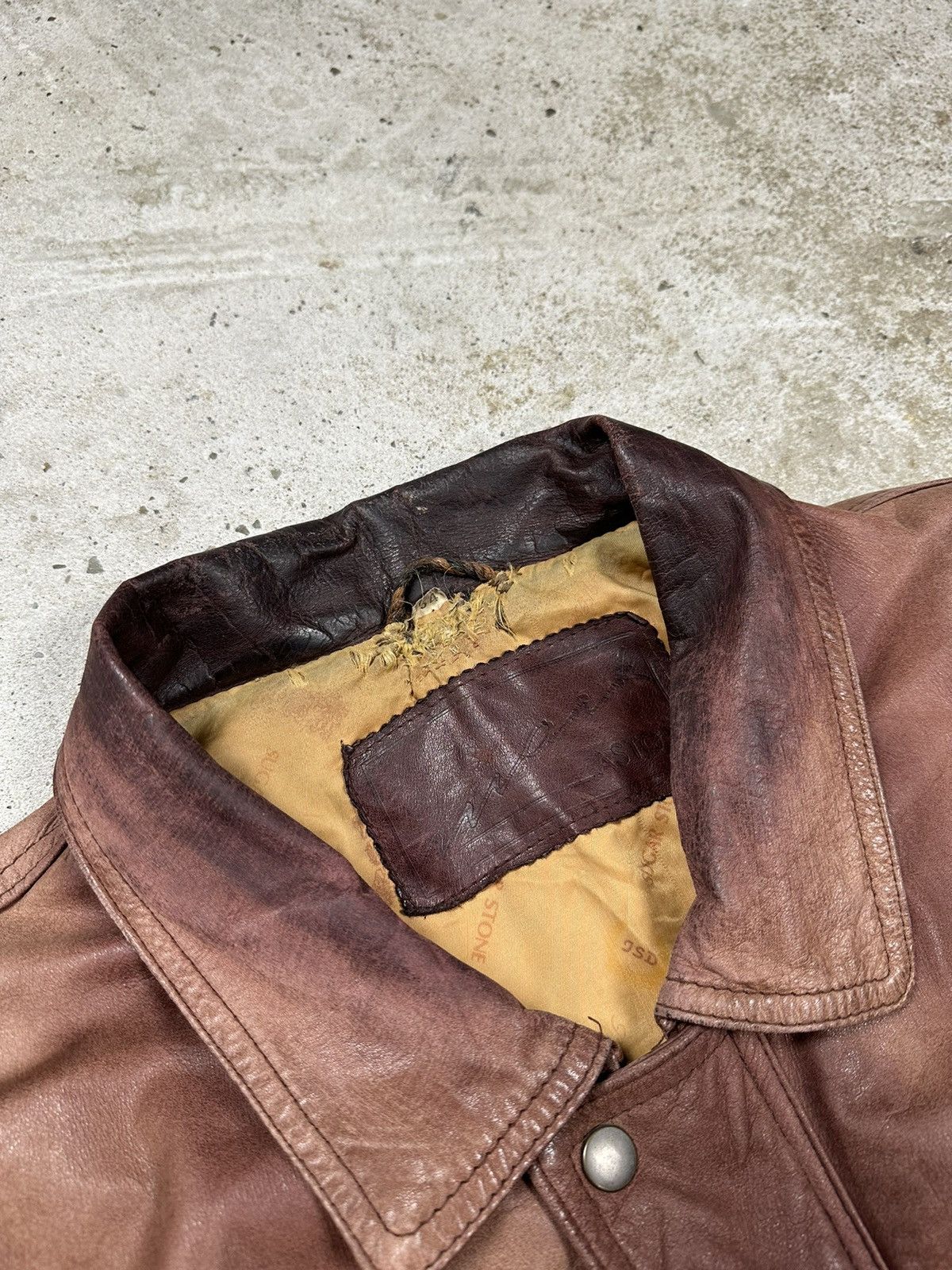 Vintage ‼️ Vintage 90s Distressed Brown / Orange Leather Jacket Rare Size US L / EU 52-54 / 3 - 7 Thumbnail