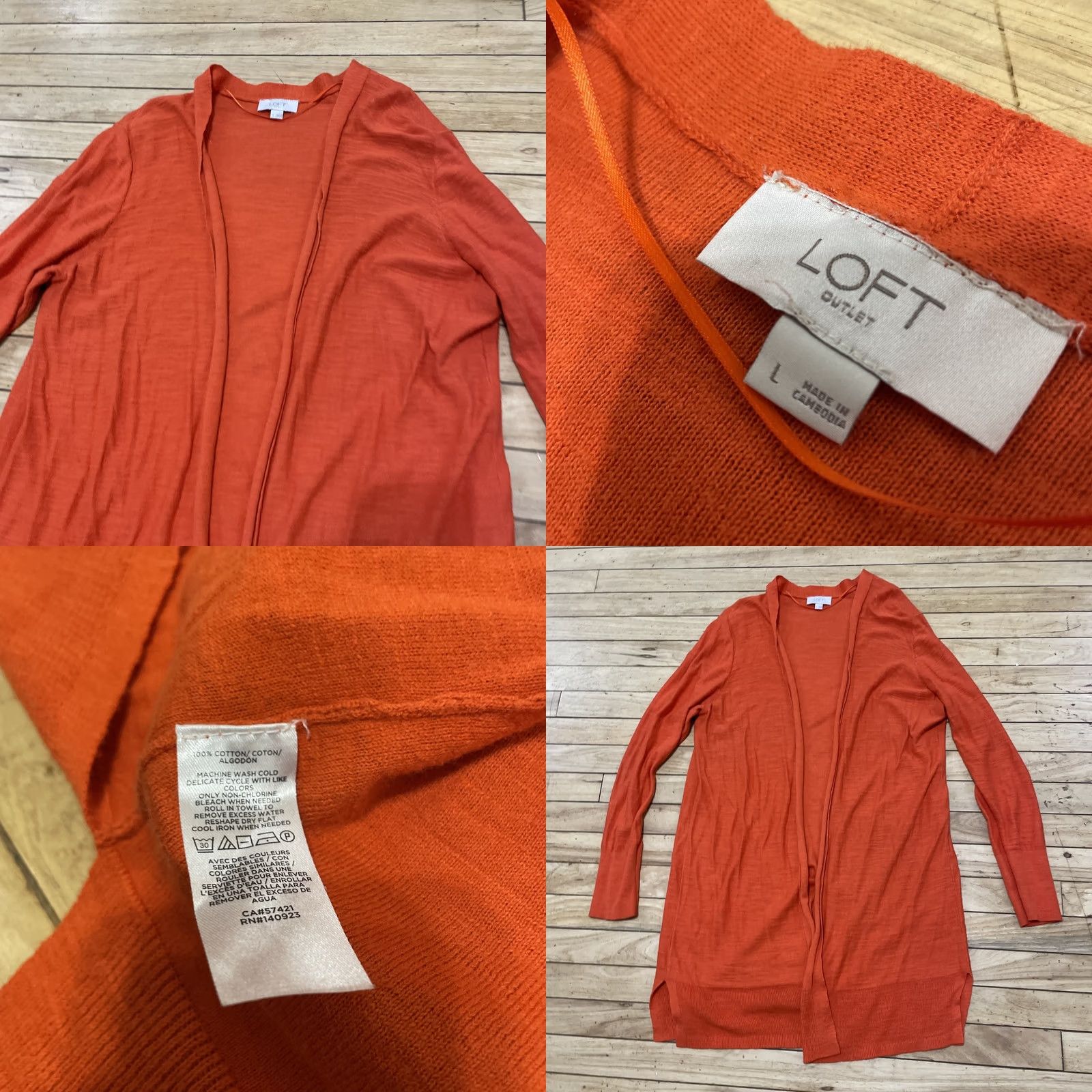 Loft VINTAGE LOFT Cardigan Shirt Women L Orange Knit Open Currency Money Theme 90s Mens Womens Size L / US 10 / IT 46 - 10 Thumbnail