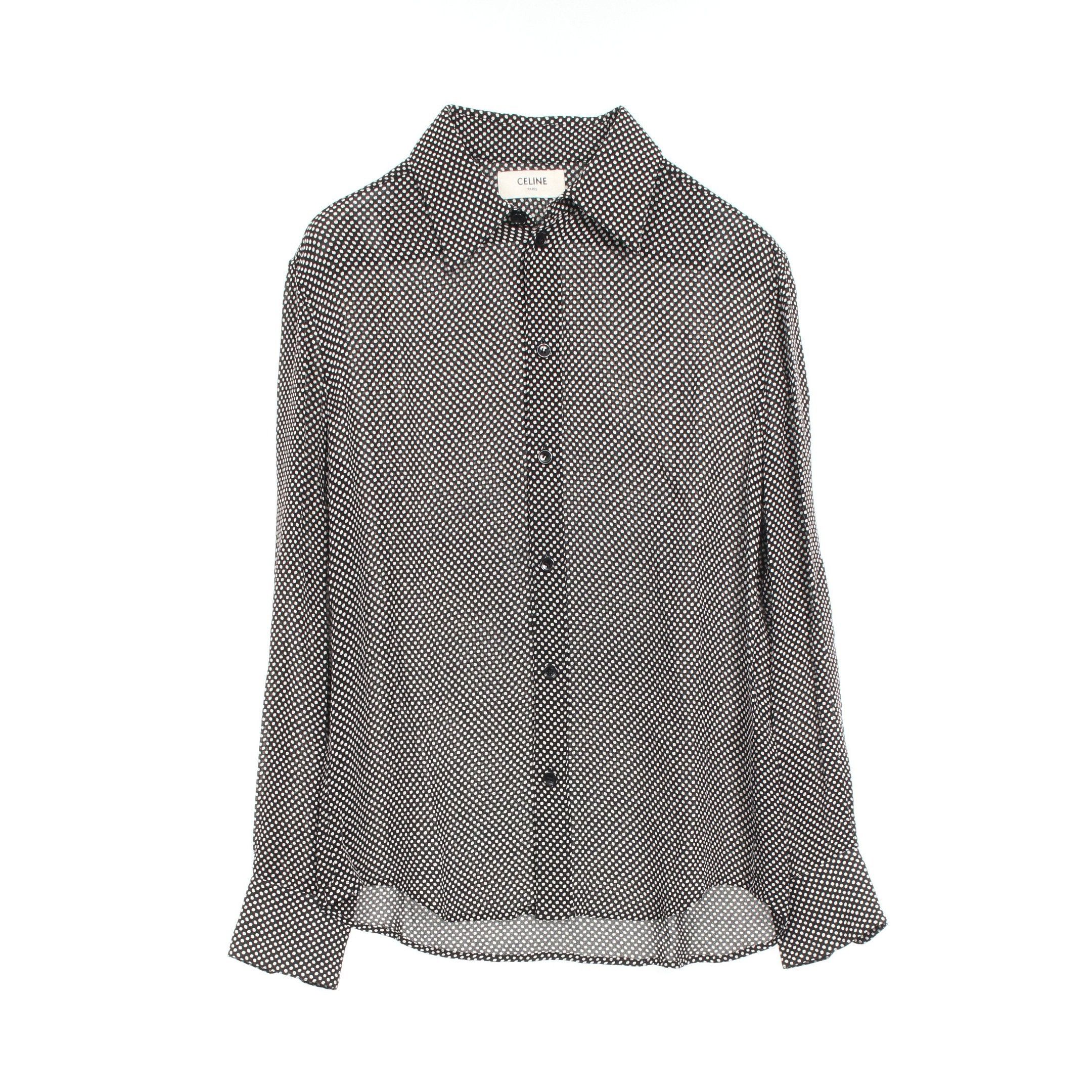 Celine Celine Shirt Dot Rayon Black White Size ONE SIZE - 1 Thumbnail