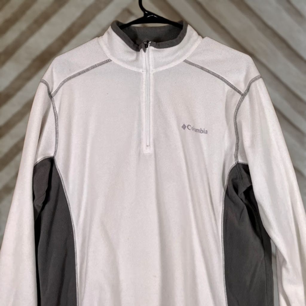 Vintage Columbia Sweater White Gray 1/4 Zip Long Sleeve Fleece Pullover M Medium Men’s Casual Outdoor Winter Fall Size US M / EU 48-50 / 2 - 1 Thumbnail