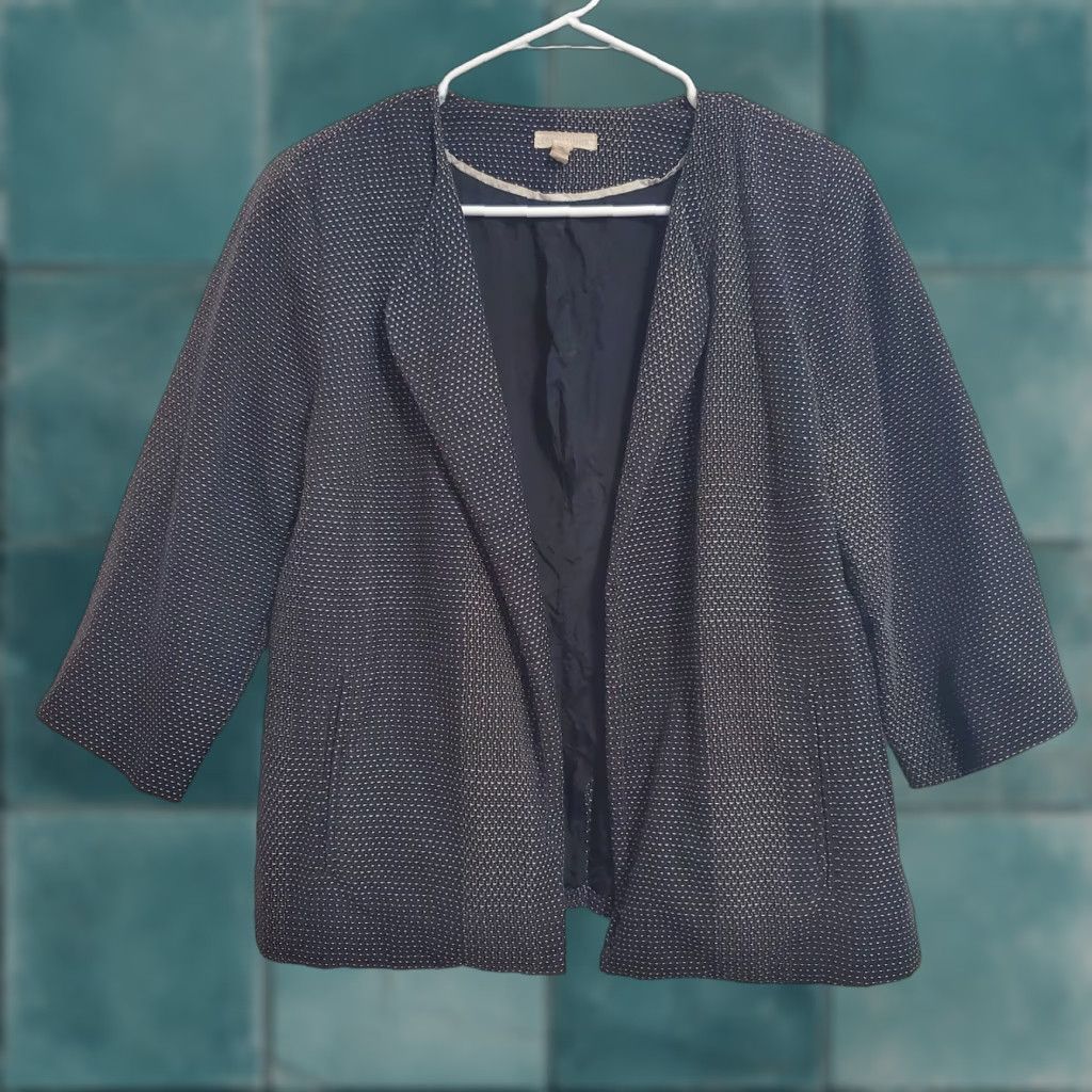 Eileen Fisher Eileen Fisher Jacket Women M Black Organic Cotton Karume Dash Open Front Blazer Size M / US 6-8 / IT 42-44 - 1 Thumbnail