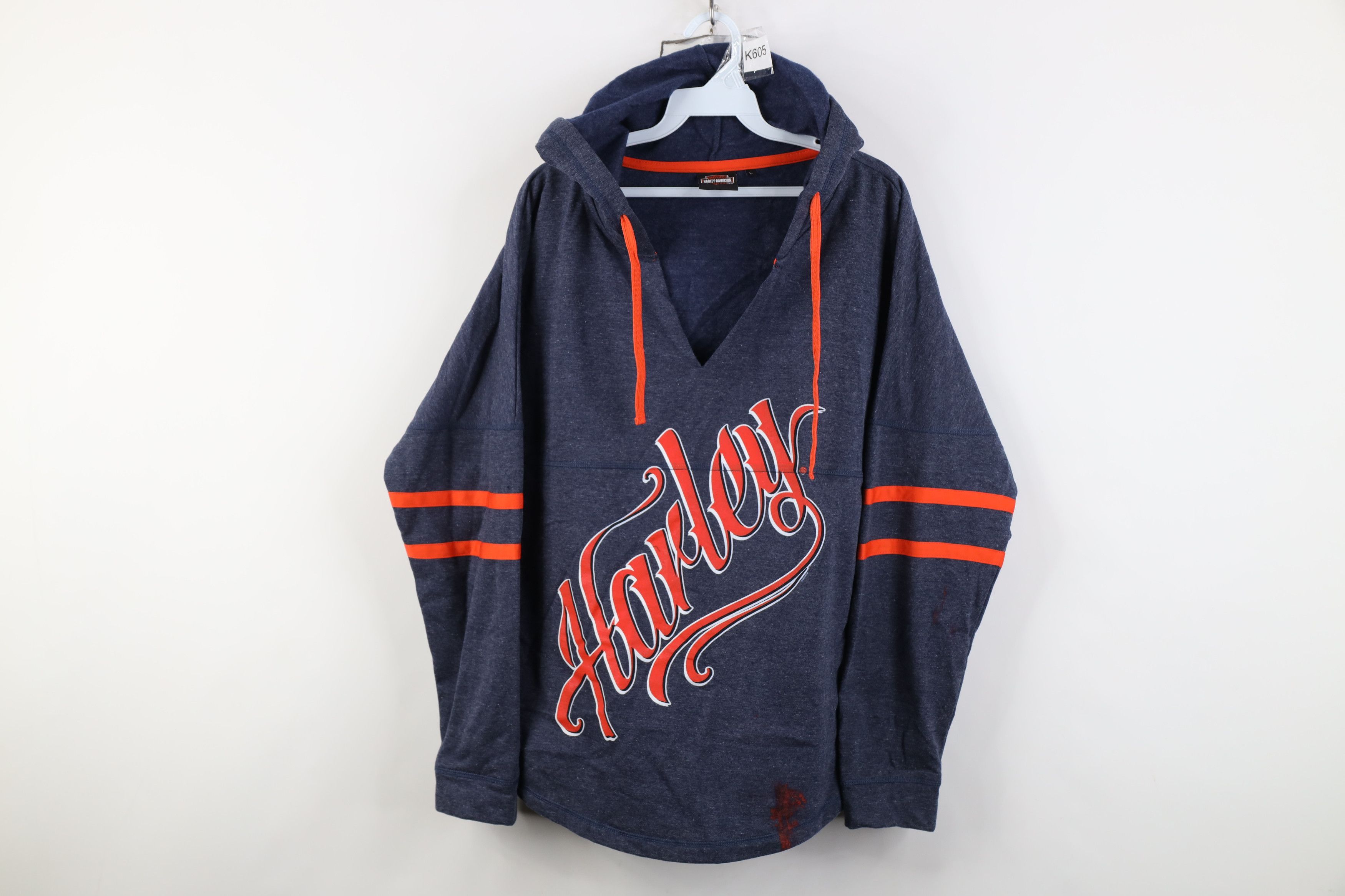 Harley Davidson Vintage Y2K Harley Davidson Script Hoodie Sweatshirt Blue Size L / US 10 / IT 46 - 1 Thumbnail