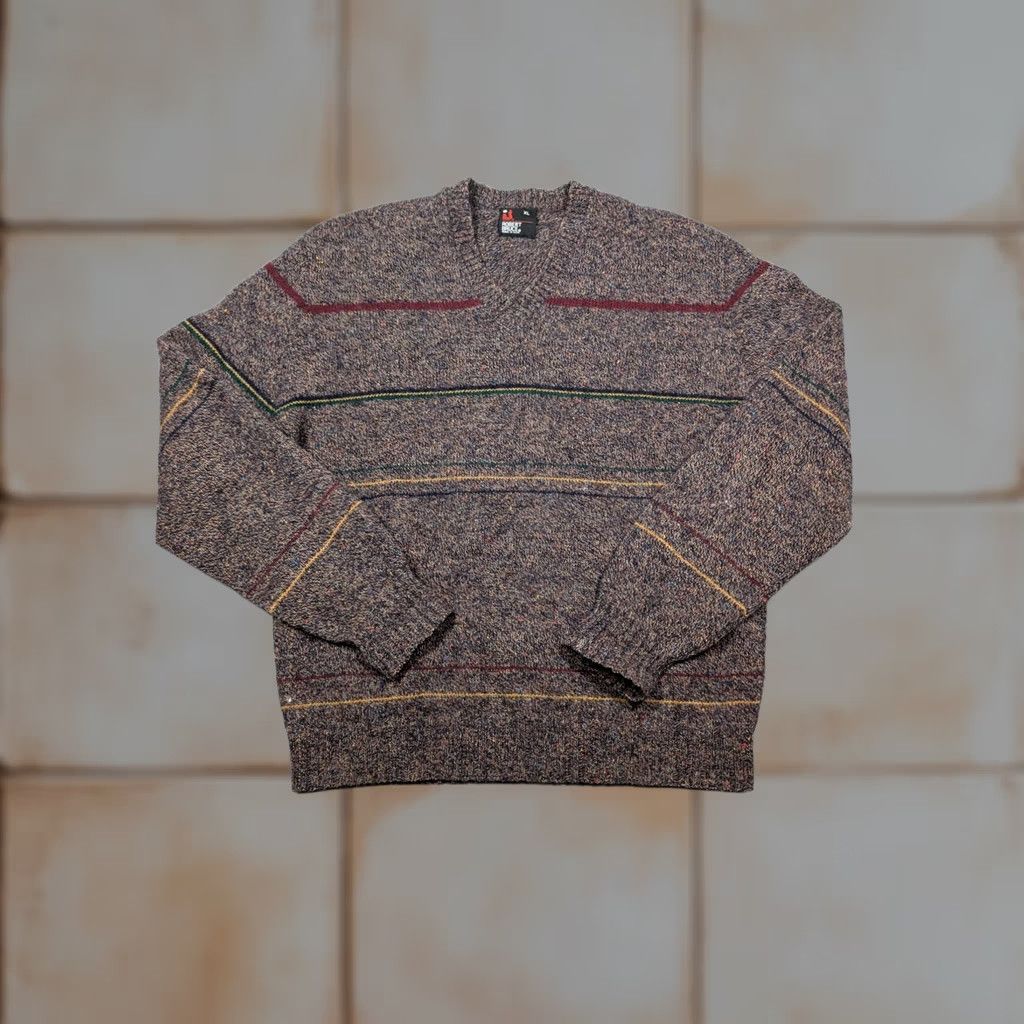 Vintage VINTAGE Robert Bruce Sweater Mens XL Brown Knit Stripe V Neck Made USA 90s Size US XL / EU 56 / 4 - 1 Thumbnail