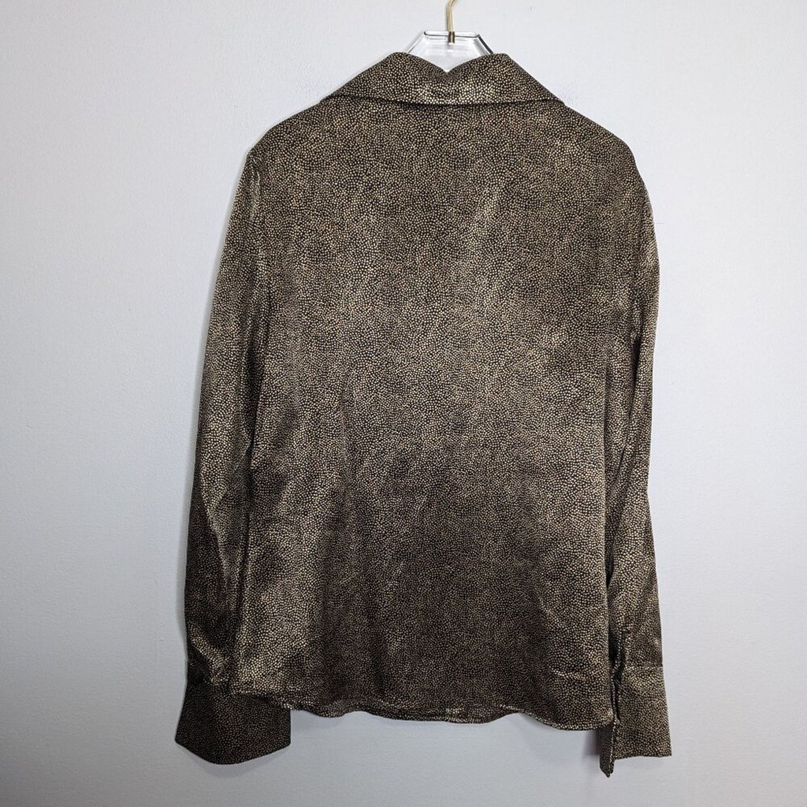 Vintage Vintage Black Tiny Polka Dot Pattern Satin Shirt Metallic 12 Size XL / US 12-14 / IT 48-50 - 2 Thumbnail