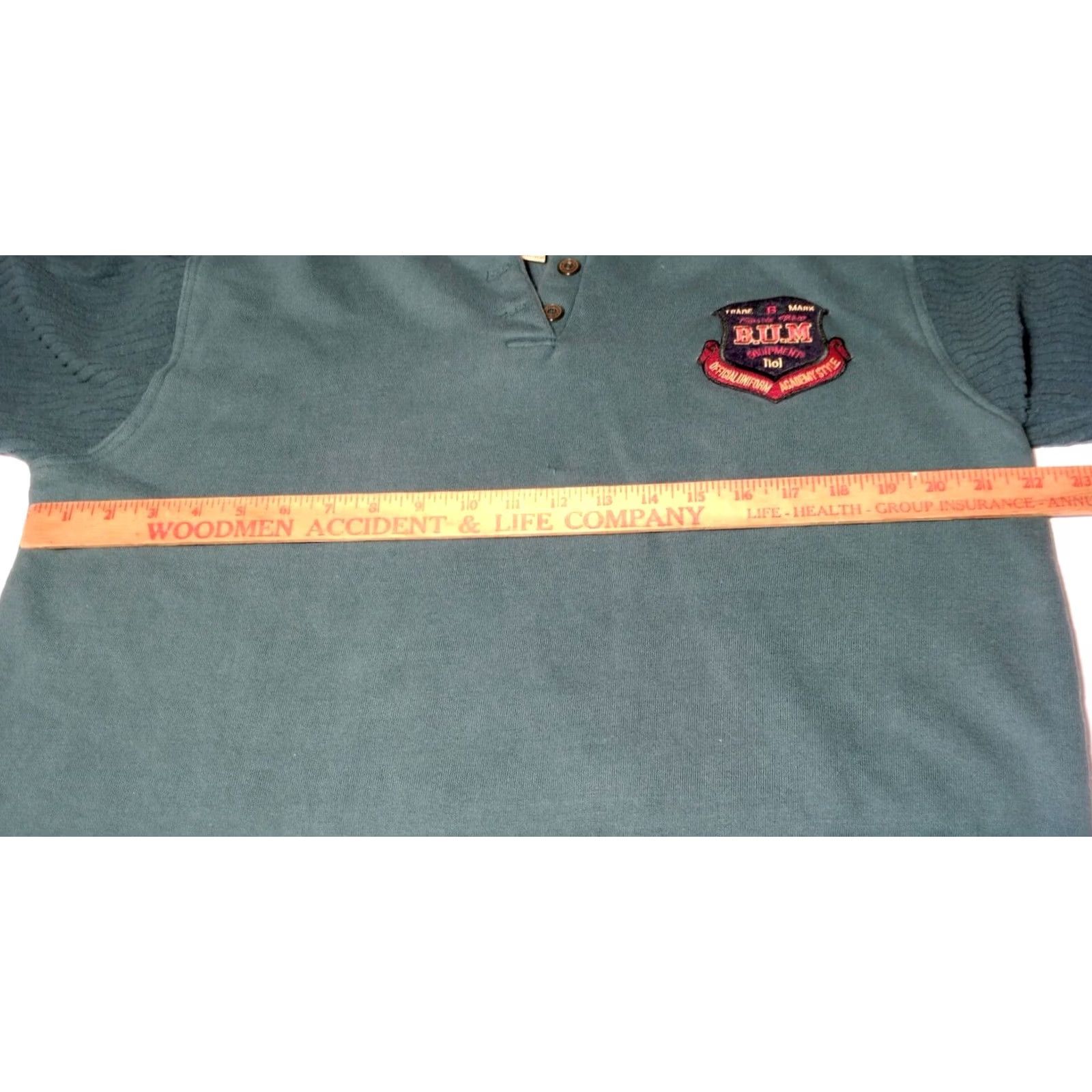 Vintage VINTAGE B.U.M. Equipment Sweatshirt Hoodie Green Large 1990s Crest Embroidered Patch Men L Size US L / EU 52-54 / 3 - 6 Thumbnail