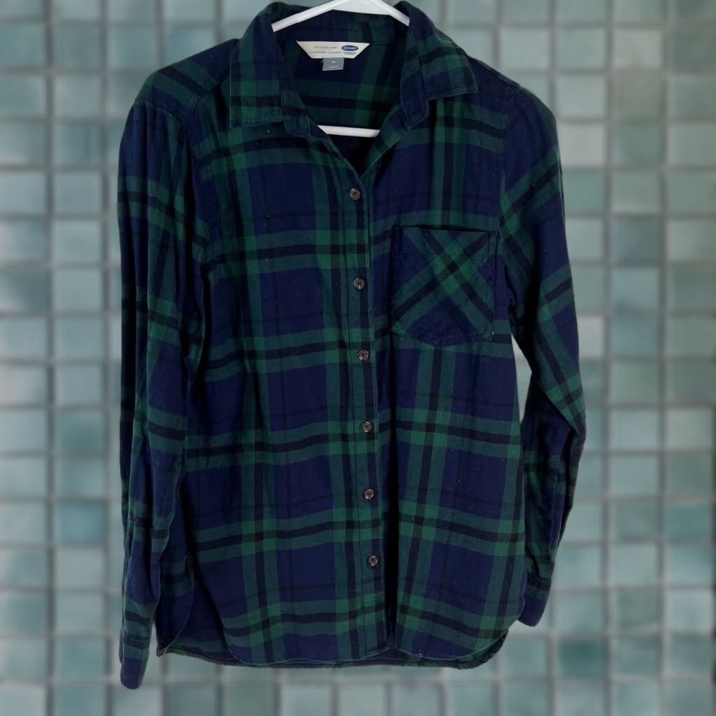 Old Navy Old Navy Shirt Mens Plaid Button-Up Long Sleeve Blue Size M Size US M / EU 48-50 / 2 - 1 Thumbnail
