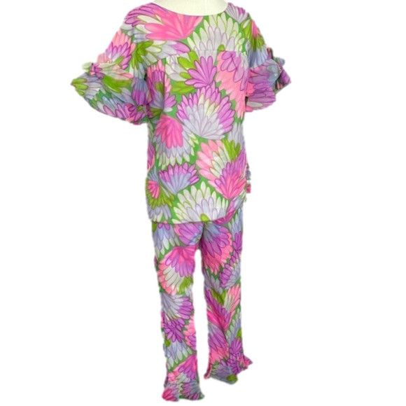 Vintage Vintage 60s Floral Hippie Short Sleeve Pant Suit - XS/24" Size XS / US 0-2 / IT 36-38 - 2 Thumbnail