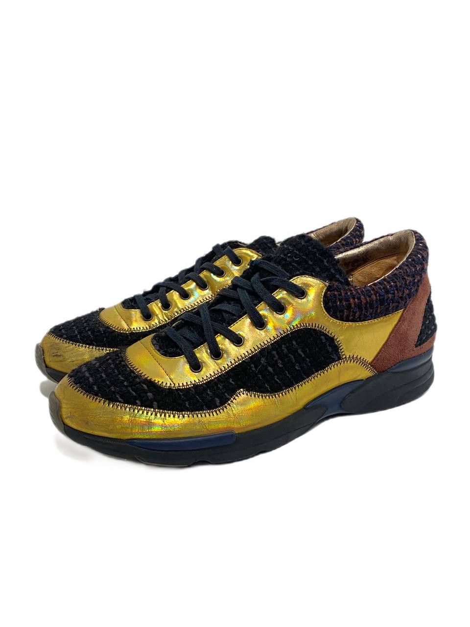 Chanel Chanel CC Logo Tweed Logo Shoes Low Top Sneakers Size US 4 / IT 34 - 1 Thumbnail