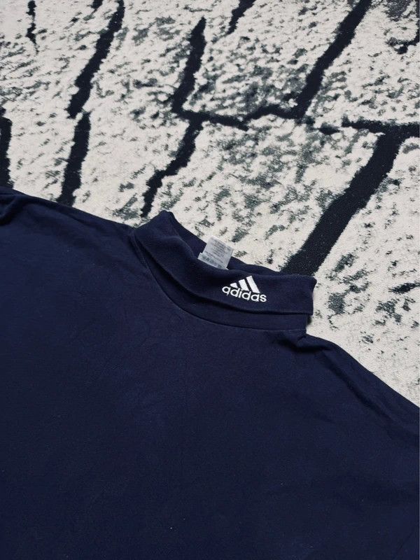 Adidas vintage blue XL logo turtleneck sweatshirt 90s navy blue Size US XL / EU 56 / 4 - 4 Thumbnail