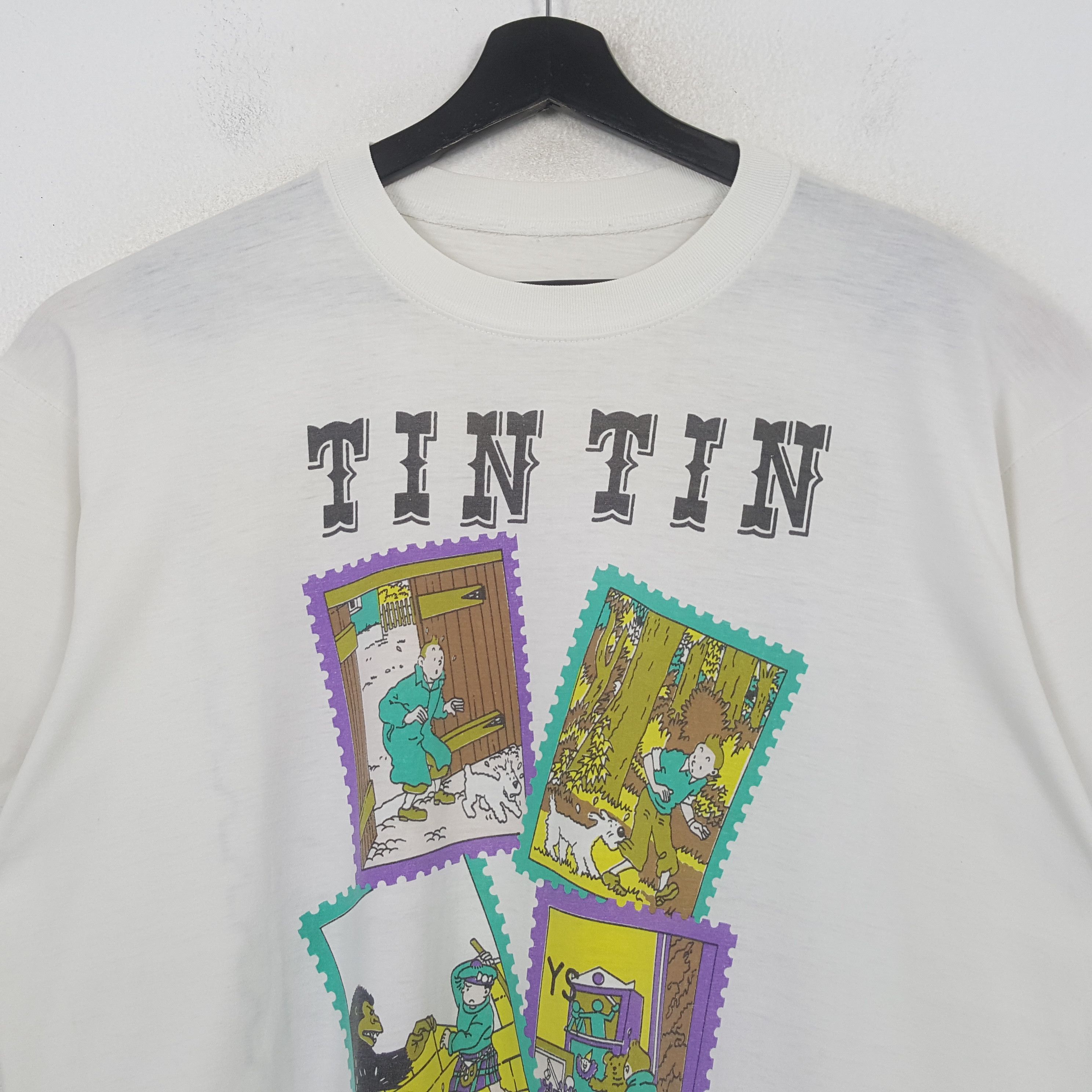 Vintage Adventure Of Tintin Cartoon Tshirt C294N75 Size US XL / EU 56 / 4 - 2 Thumbnail