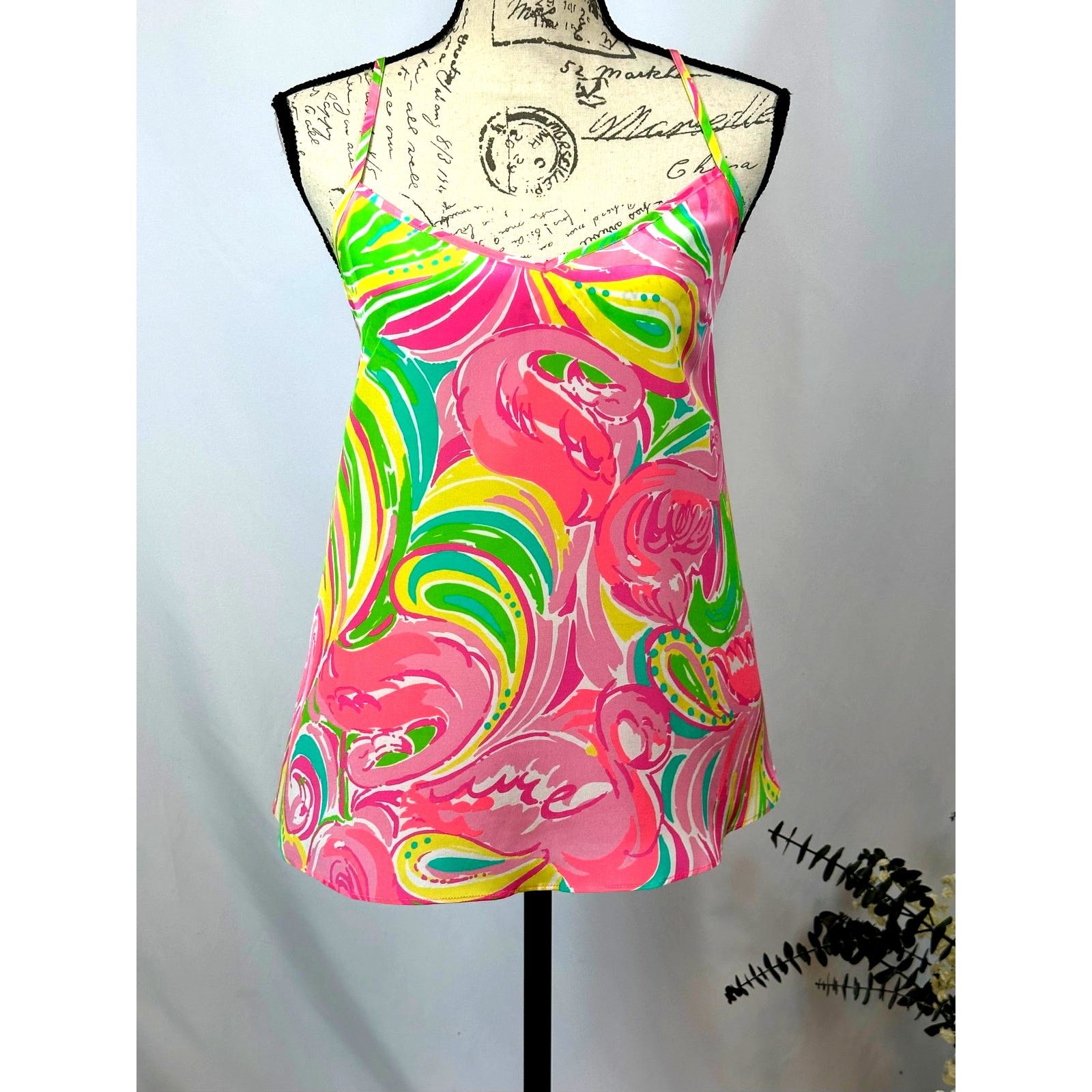 Lilly Pulitzer Lilly Pulitzer Dusk Racer Back Cami 100% Silk Flamingo M Size M / US 6-8 / IT 42-44 - 6 Thumbnail