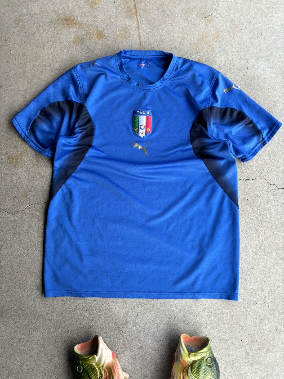 Puma × Vintage Crazy Italia Vintage 2000s Blue Puma Base Soccer Jersey Size US L / EU 52-54 / 3 - 1 Thumbnail