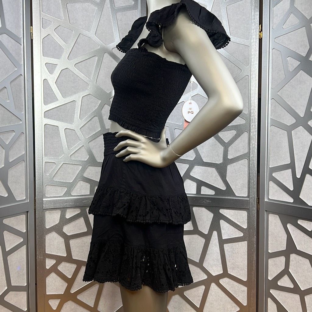 Topshop PQ Swim Midnight Ari Eyelet Top and Tired Mini Skirt NWT XS S (005) Size S / US 4 / IT 40 - 9 Thumbnail