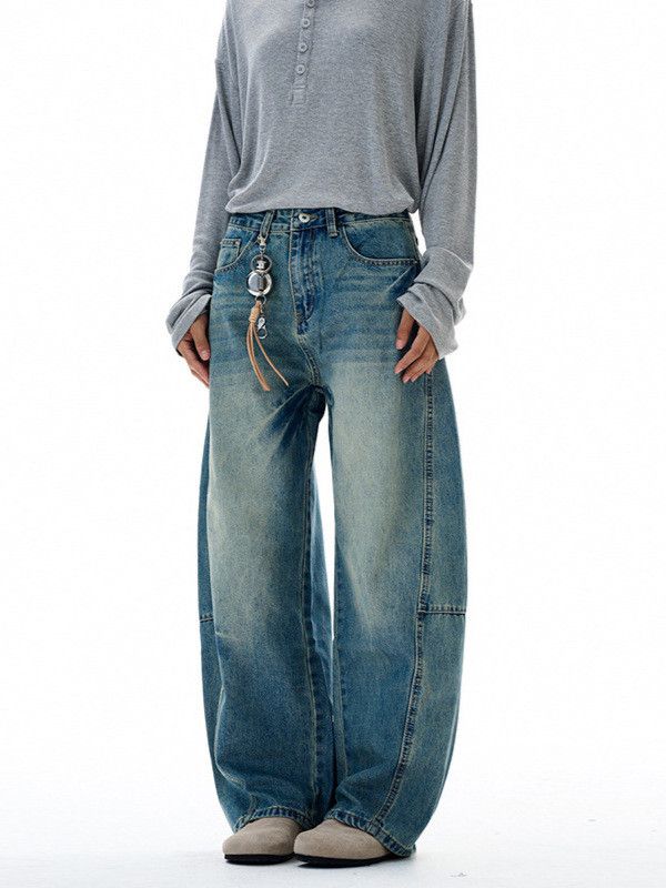 Japanese Brand American retro washed distressed patchwork curved jeans Size US 32 / EU 48 - 2 Thumbnail