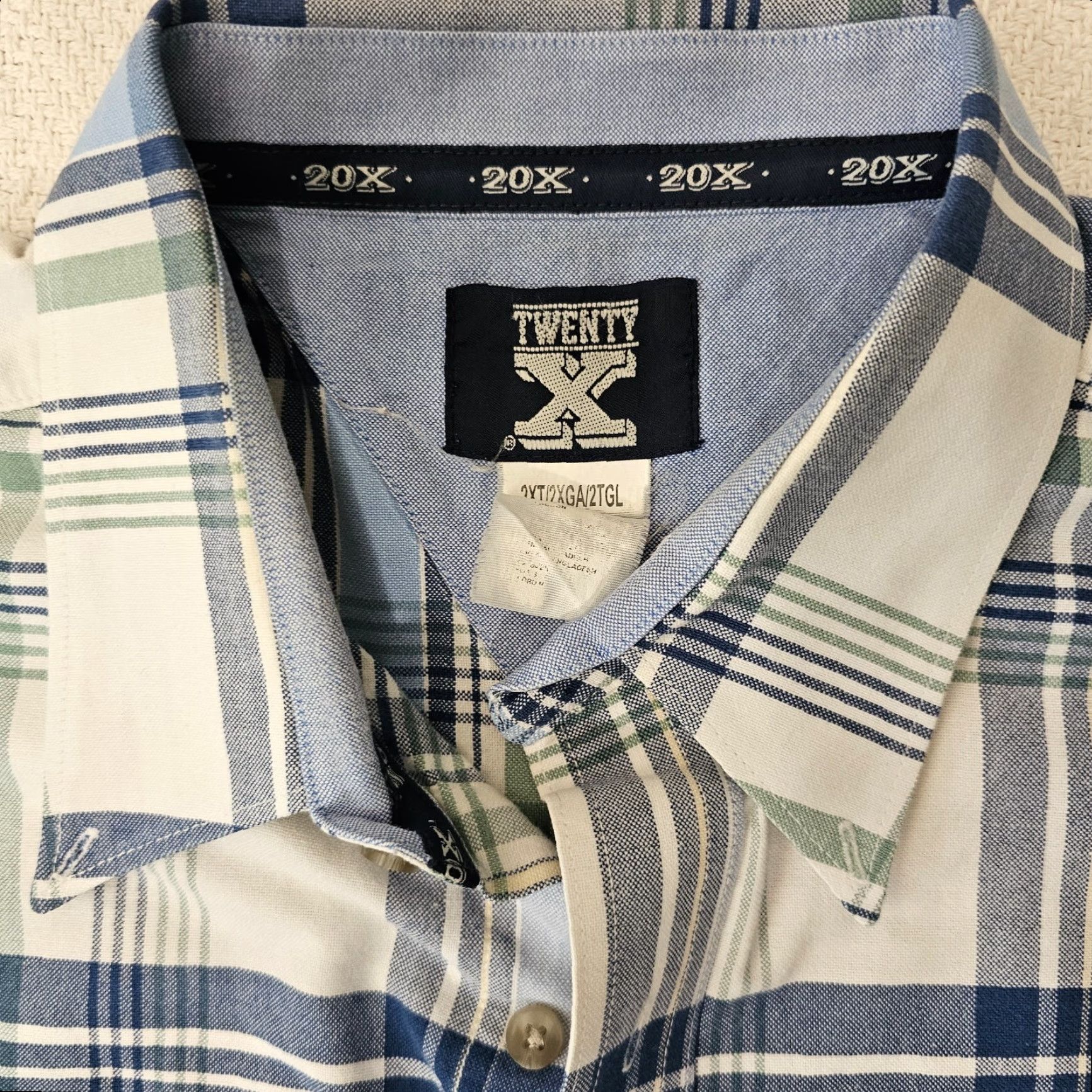 Wrangler Wrangler Shirt Blue Plaid Short Sleeve Button-Down 2XT Mens Vintage No N/A Size US XXL / EU 58 / 5 - 2 Thumbnail