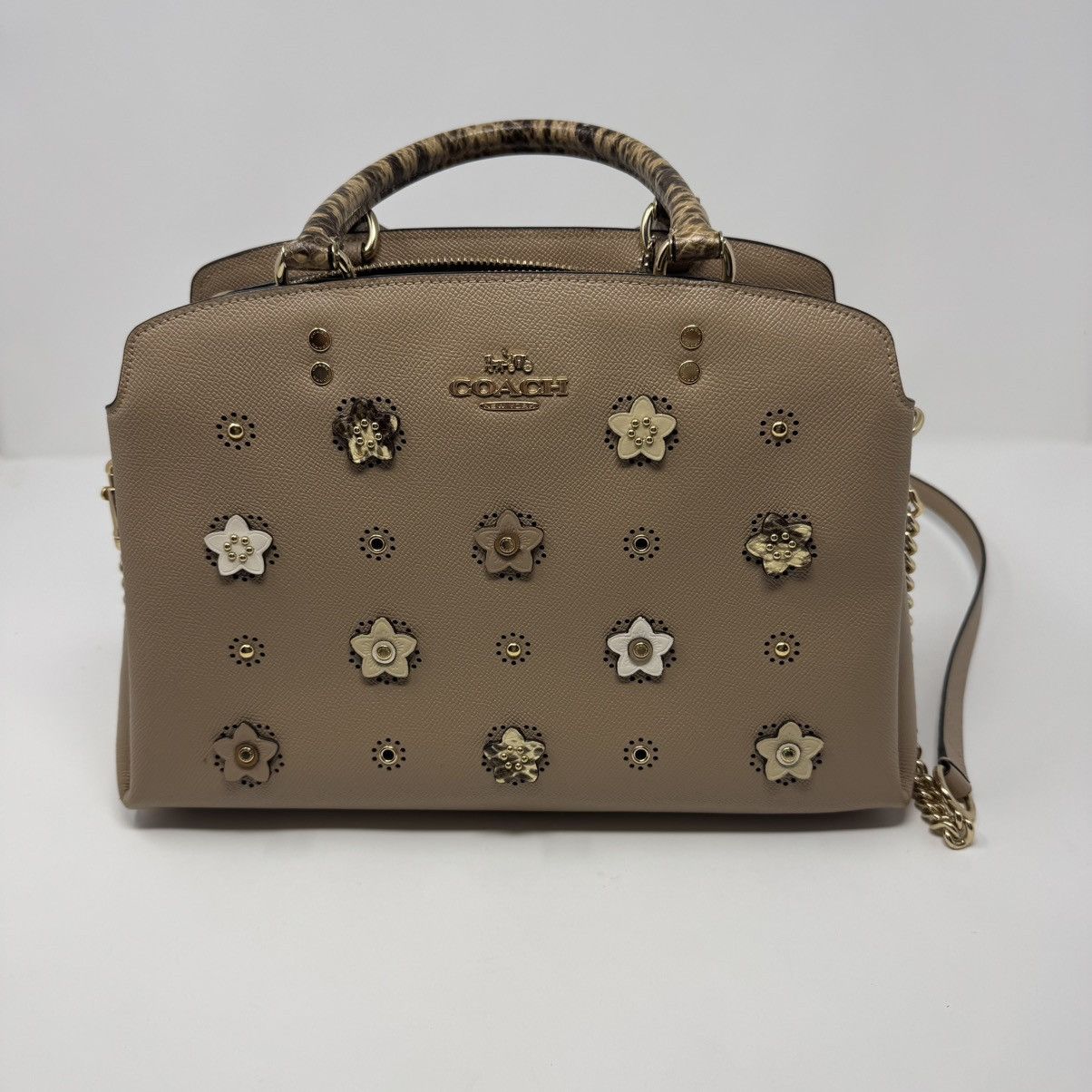 Coach Coach Lillie Carryall Daisy Applique Bag Snake Leather Size ONE SIZE - 1 Thumbnail