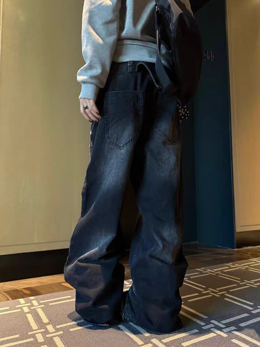 Jean Black Rivet Design Wide-Leg Jeans Size US 34 / EU 50 - 5 Thumbnail