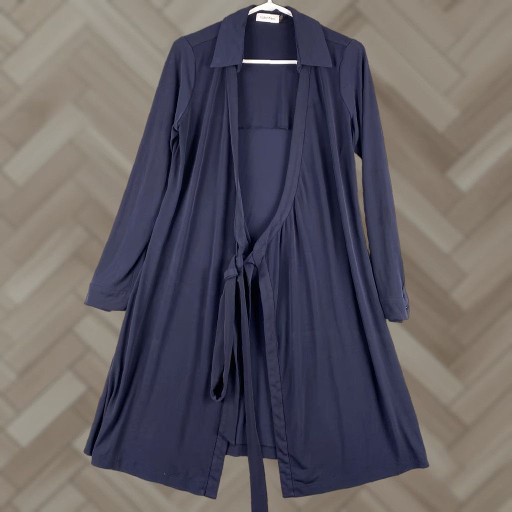 Calvin Klein Calvin Klein Womens Cardigan Open Front Blue Sz 10 Navy 44-25 Jersey Stretch Knit Jersey Open Features Regular Fit Department Women Style Casual Wear Size L / US 10 / IT 46 - 1 Thumbnail
