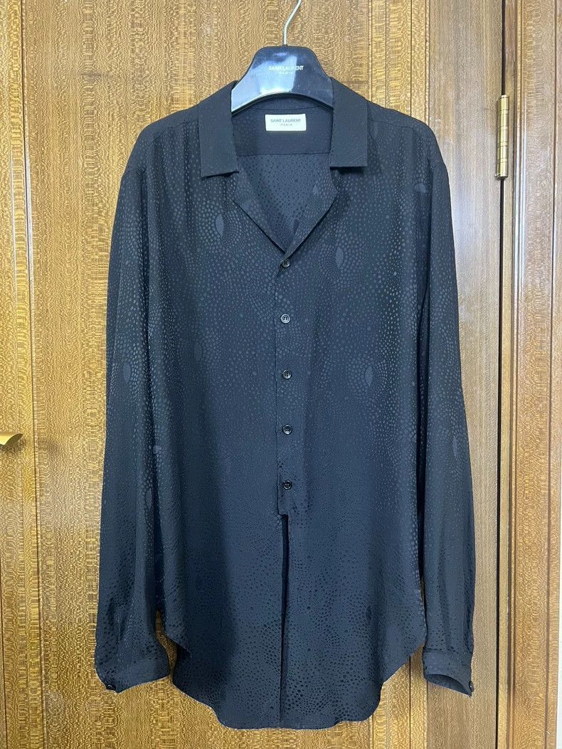 Saint Laurent Paris Saint Laurent Black Polka Dot Silk Shirt-2505 Size US M / EU 48-50 / 2 - 2 Thumbnail