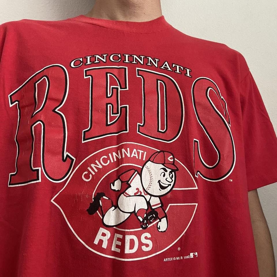 Vintage 1990 Cincinnati Reds Mlb Gray Cotton Poly Blend Mesh Sleeve Shirt  Size Small Unisex T-Shirt - TeebyHumans