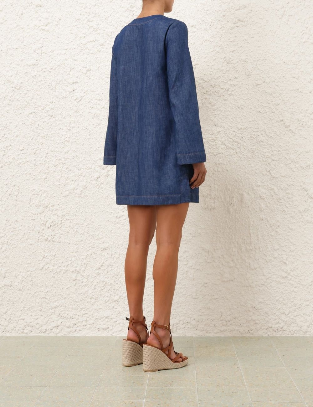 Zimmermann oc11z1025 Wylie Denim Tunic Dress in Blue Size M / US 6-8 / IT 42-44 - 4 Thumbnail
