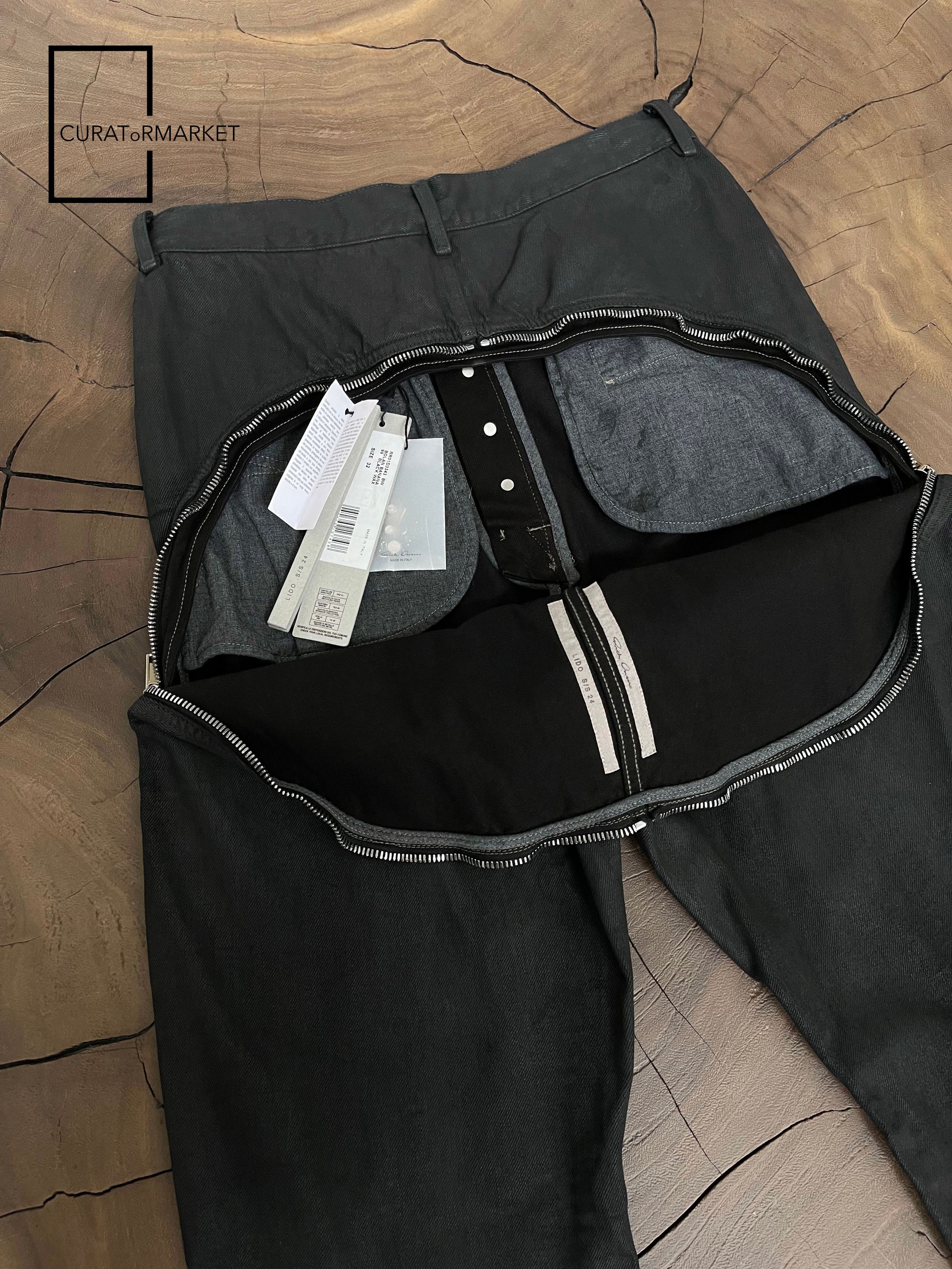 Rick Owens Runway Waxed Bolan Banana Denim Zipper Seam Jeans SS24 Lido Size US 32 / EU 48 - 15 Thumbnail