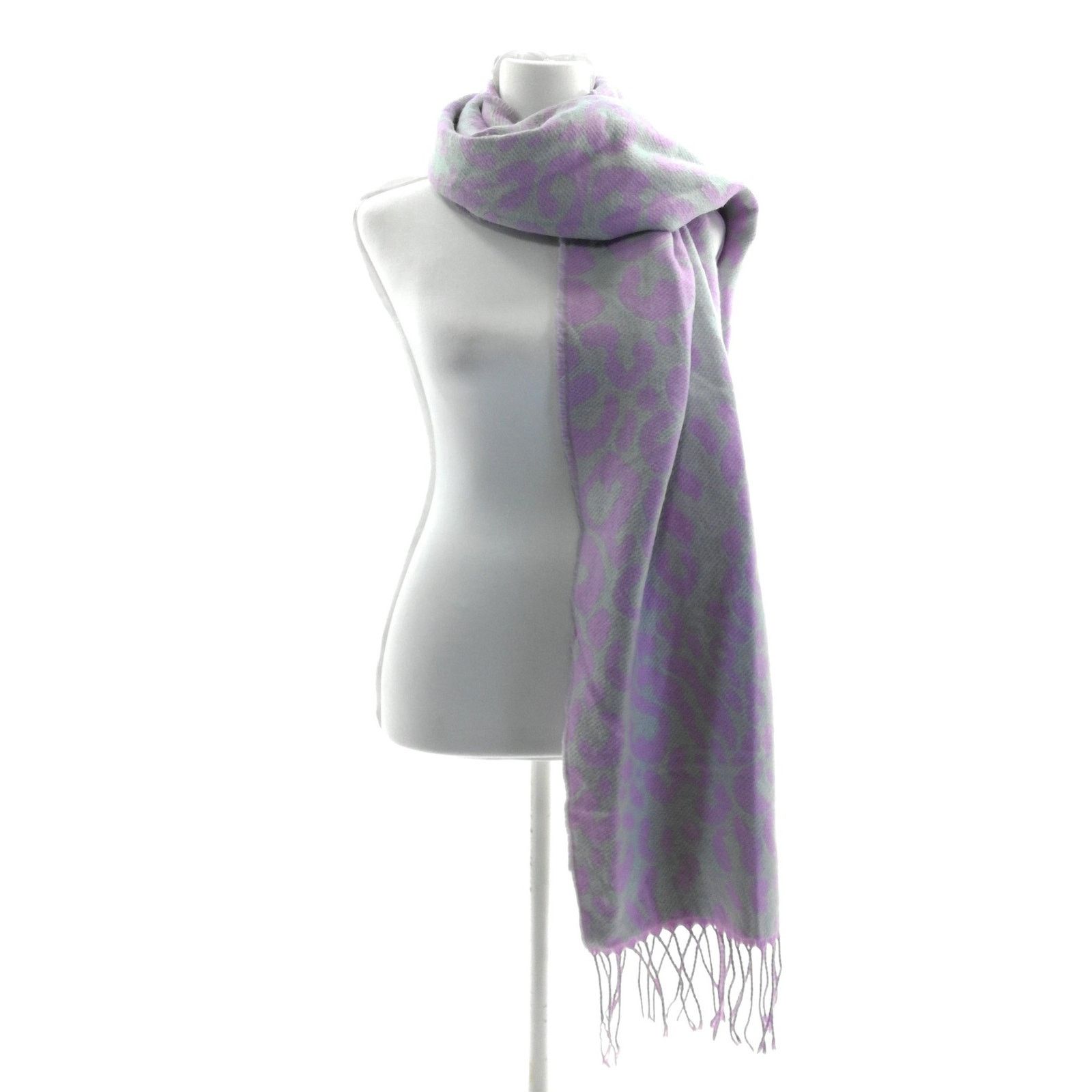Steve Madden Steve Madden Tasseled Purple and Gray Animal Print Scarf Size ONE SIZE - 7 Thumbnail