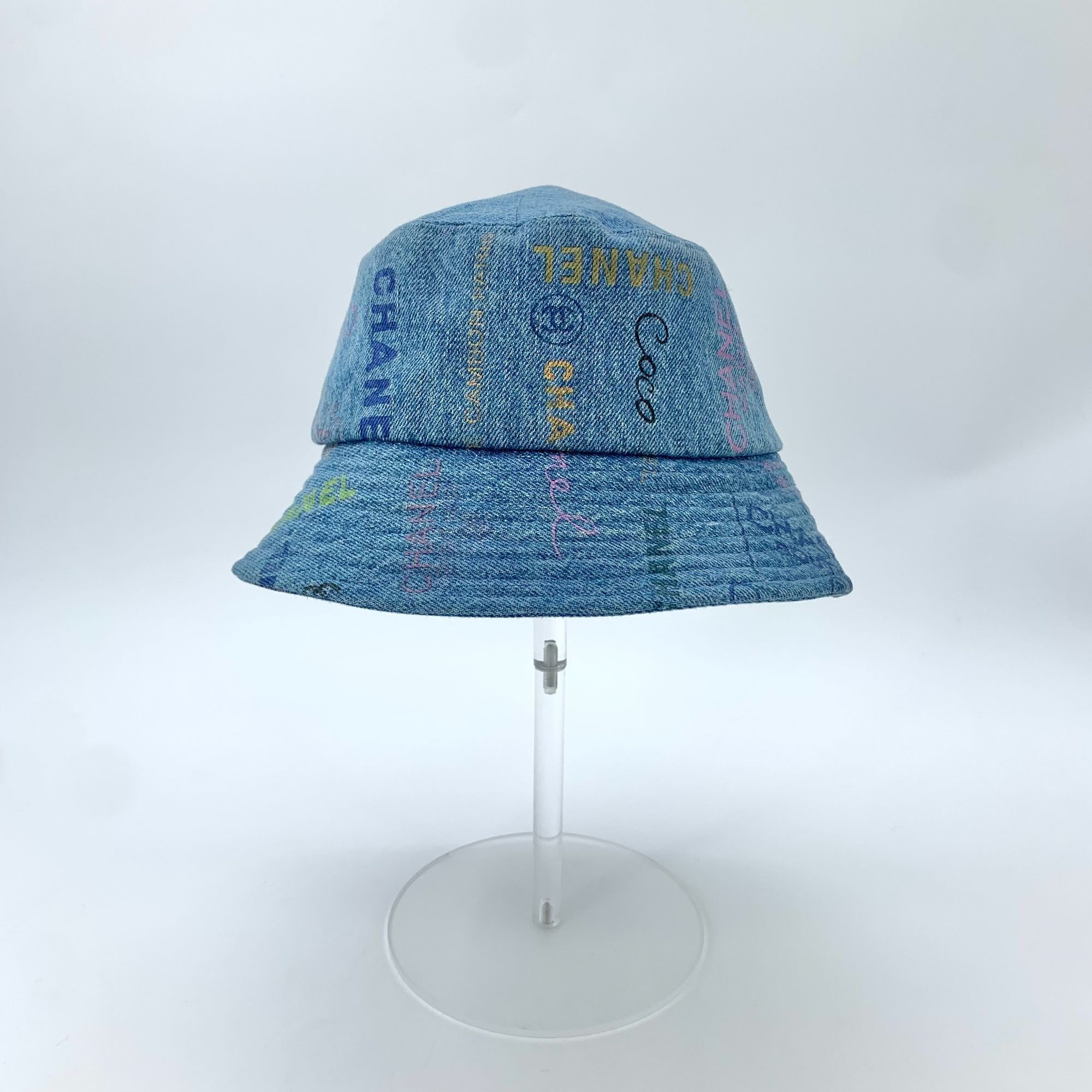 Chanel Chanel Blue Logo Printed Cotton Bucket Hat Size M Size ONE SIZE - 7 Thumbnail