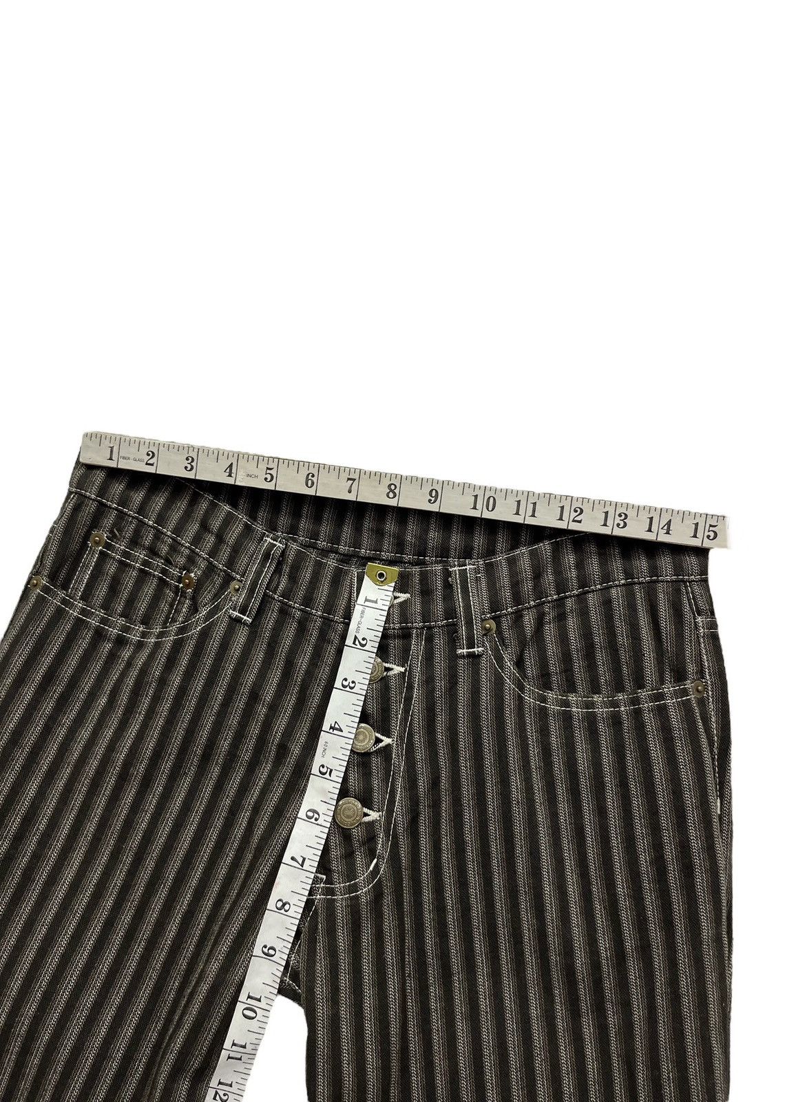 FLARE🔥VTG TORNADO MART JAPAN Brown Hickory Stripes Denim🔥