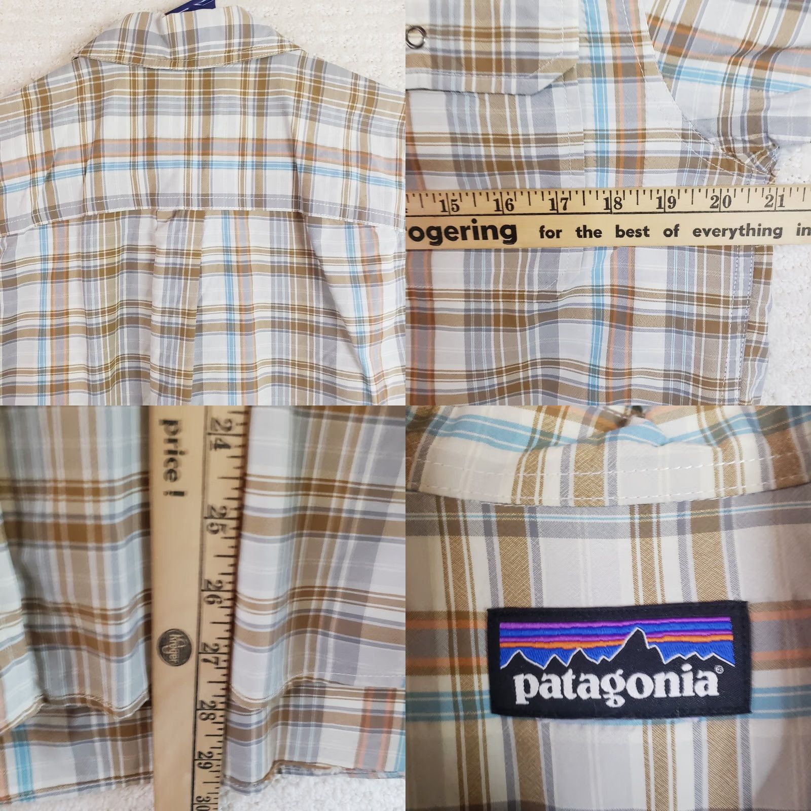 Patagonia Patagonia Button-Up Shirt Men's M Khaki Blue Plaid Short Sleeve Cotton Size US M / EU 48-50 / 2 - 9 Thumbnail