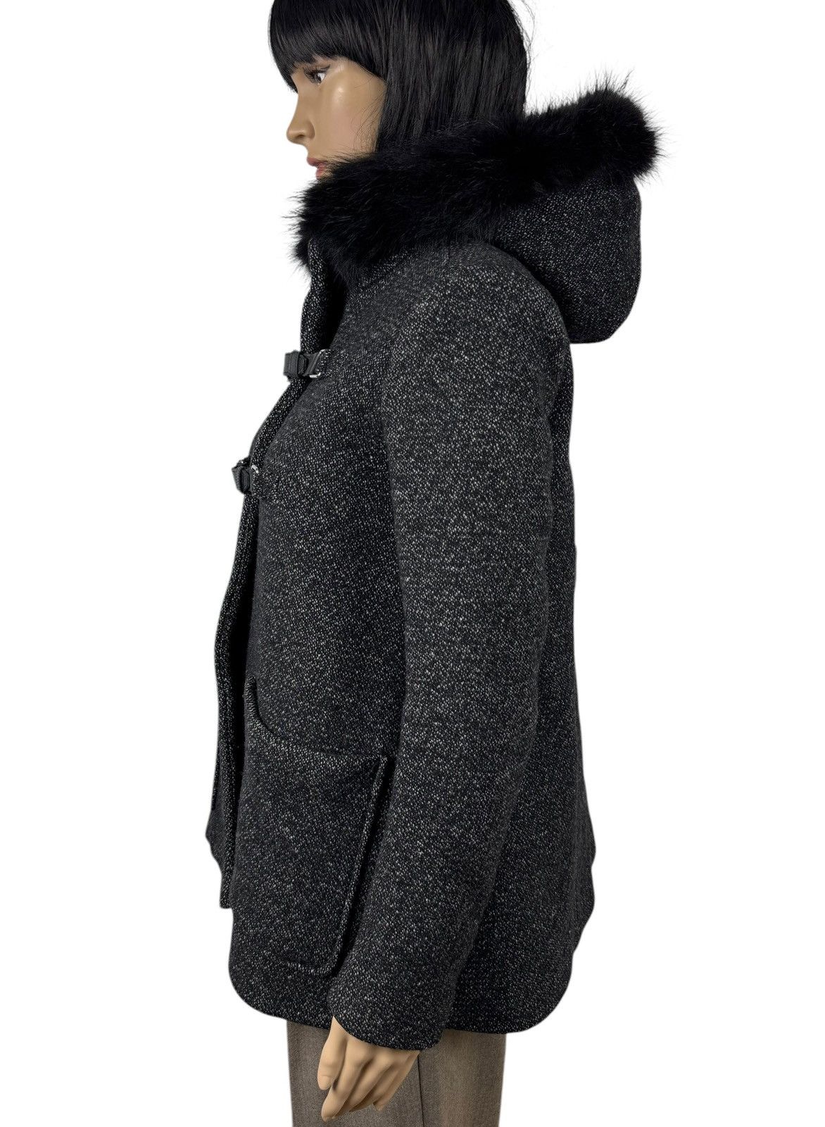 Maje Maje H13 Domino Wool Duffle Coat Fur Coyote Trim size 36 Size XS / US 0-2 / IT 36-38 - 7 Thumbnail
