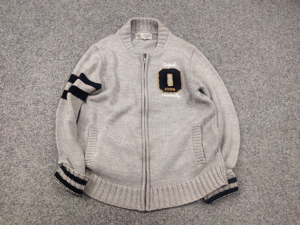 Oxxford Clothes Vintage Oxford University Pulover Logo Knit Zip Gray Sweater Size US L / EU 52-54 / 3 - 3 Thumbnail